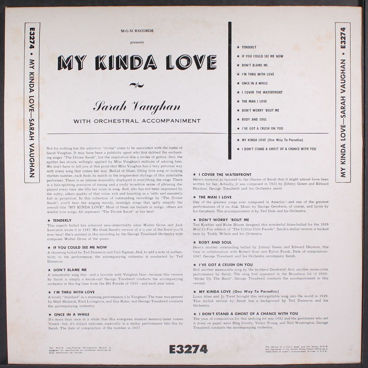 my kinda love by SARAH VAUGHAN