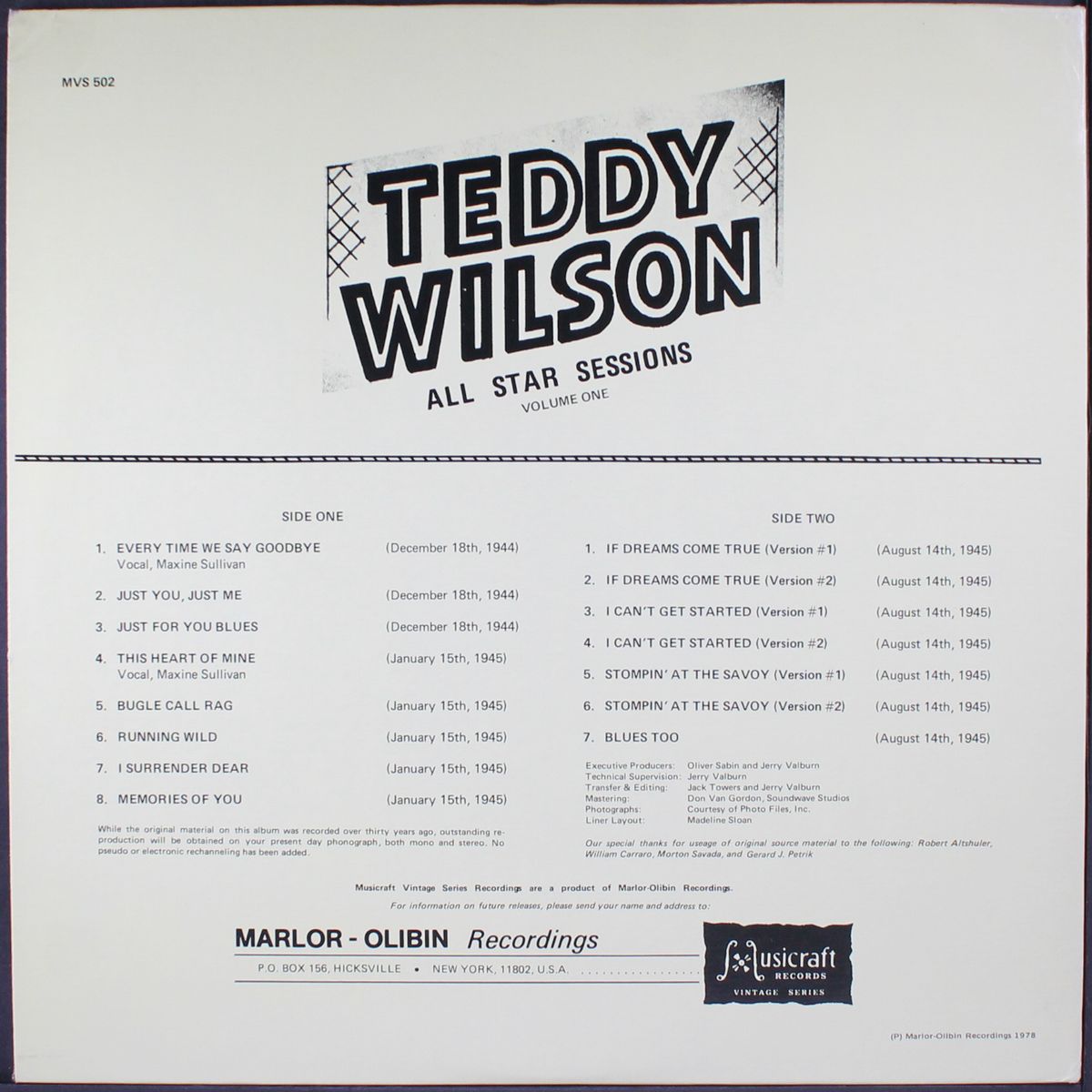 and his all-stars, vol. 1 by TEDDY WILSON