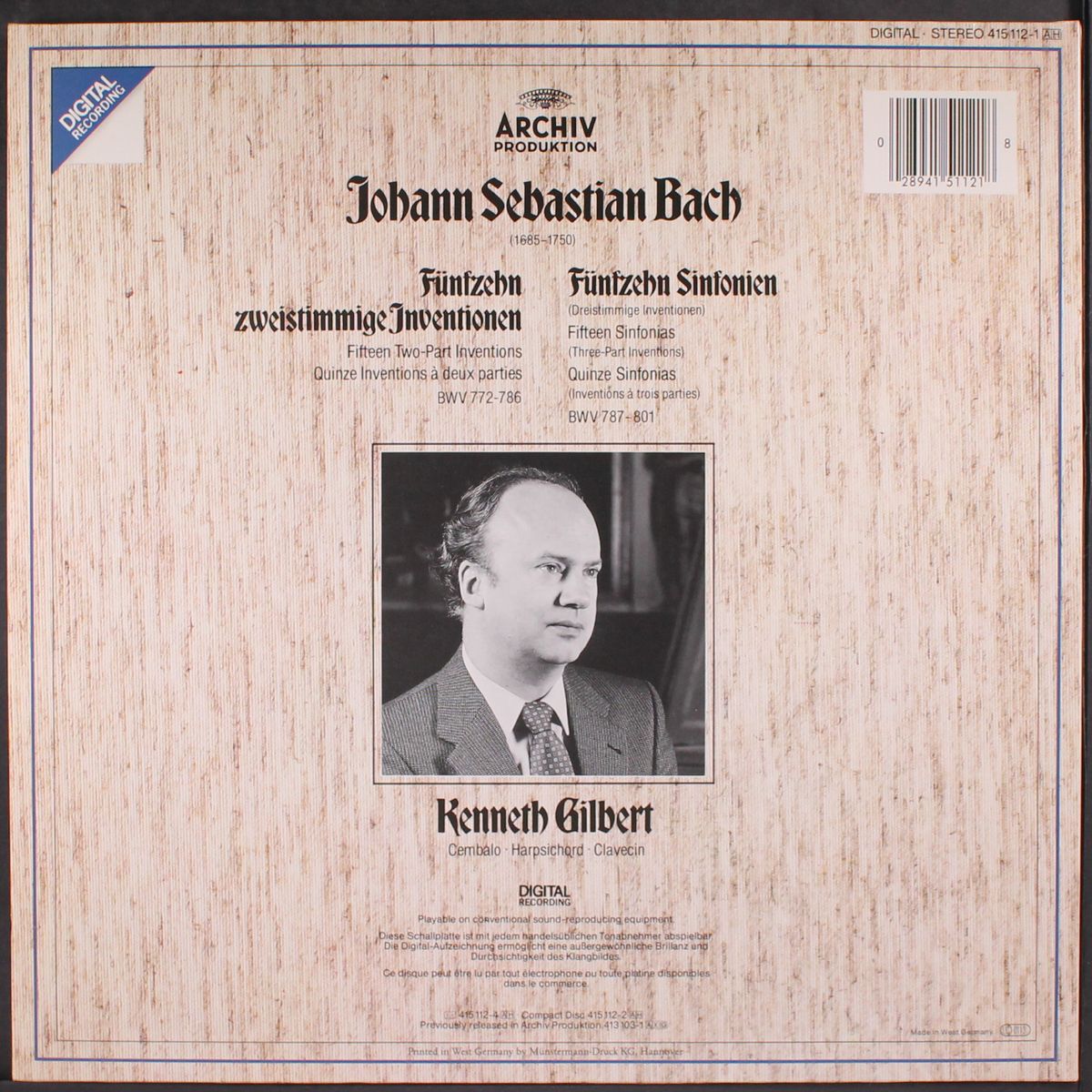bach: the two-part and three-part inventions by KENNETH GILBERT