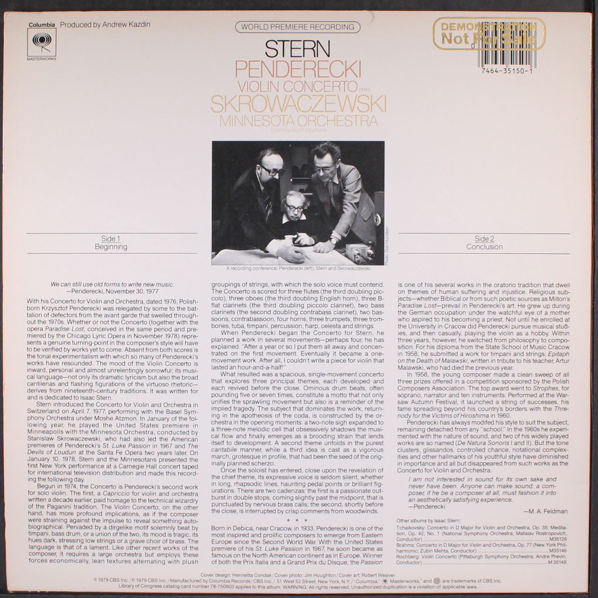 penderecki: violin concerto by ISAAC STERN