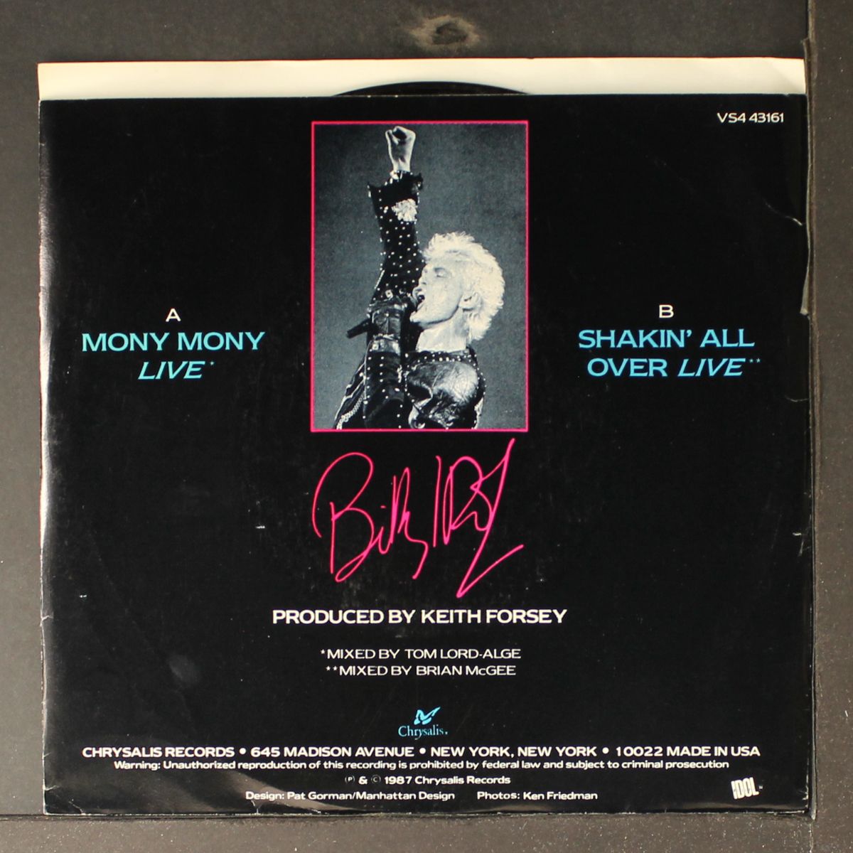 mony mony "live" / shakin' all over "live" by BILLY IDOL