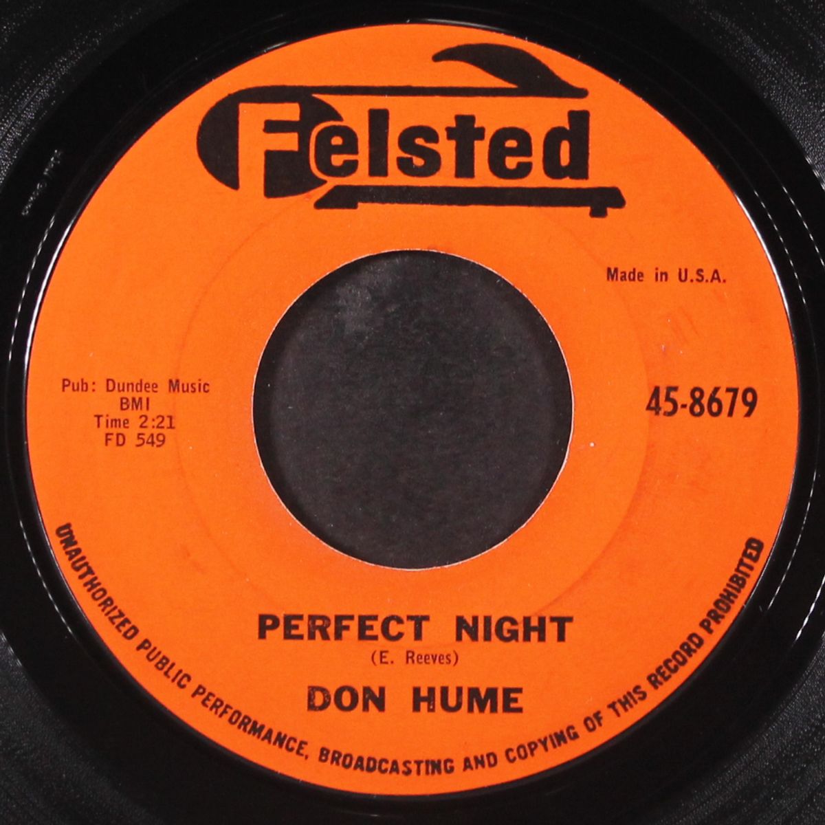 perfect night / go right ahead by DON HUME