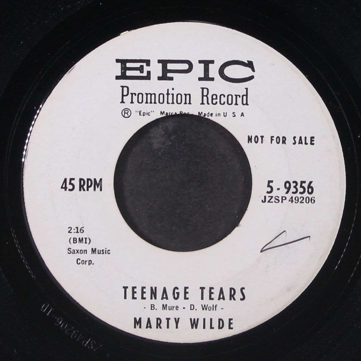 bad boy / teenage tears by MARTY WILDE