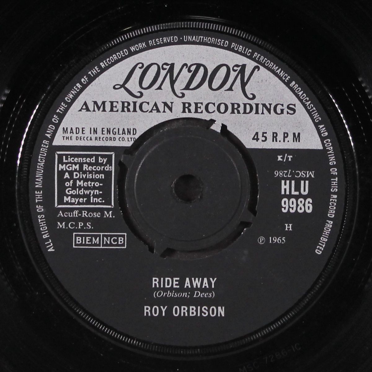 ride away / wondering by ROY ORBISON