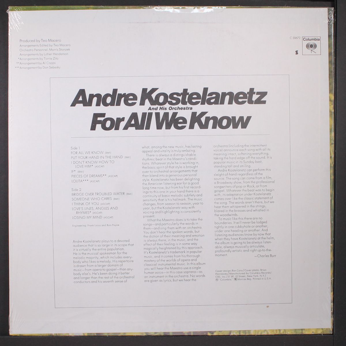 for all we know by ANDRE KOSTELANETZ