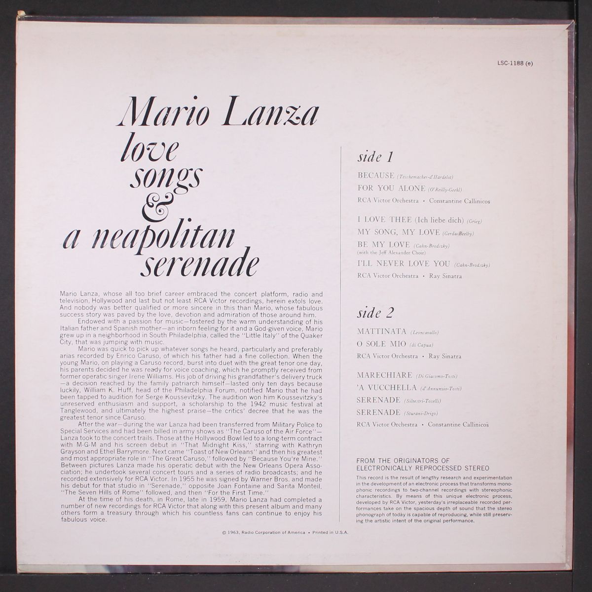love songs & a neapolitan serenade by MARIO LANZA
