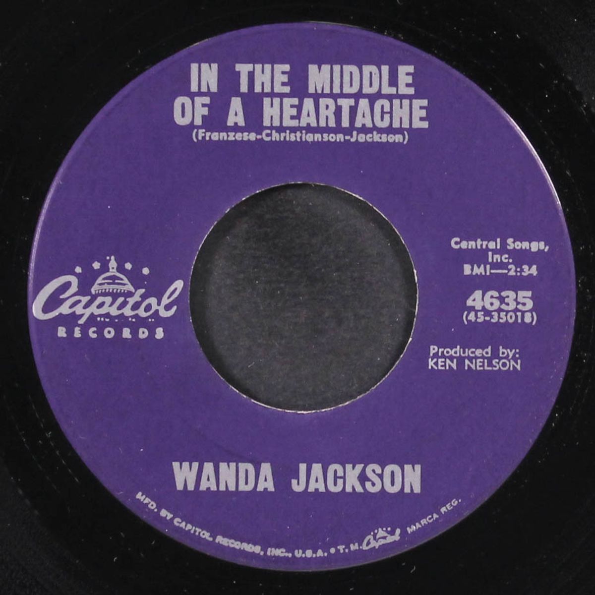 in the middle of a heartache / i'd be ashamed by WANDA JACKSON