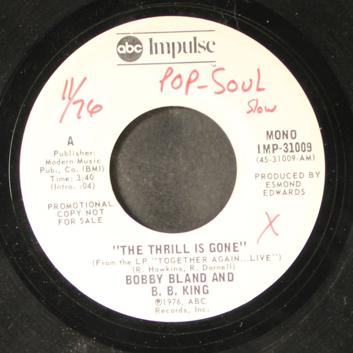 the thrill is gone / mono by BOBBY BLAND & B.B. KING