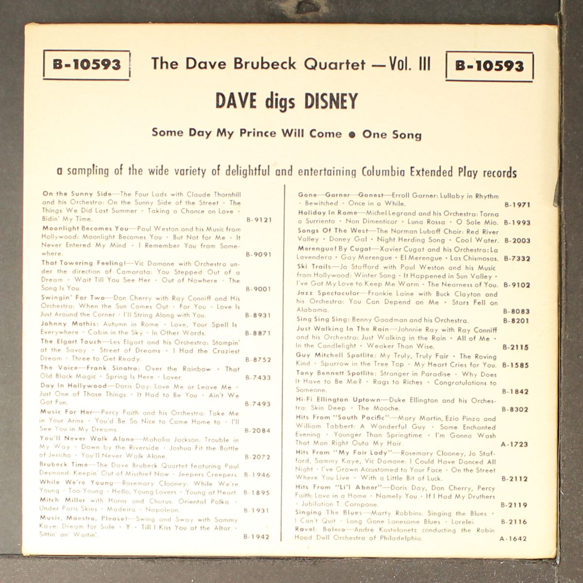 some day my prince will come / one song by DAVE BRUBECK