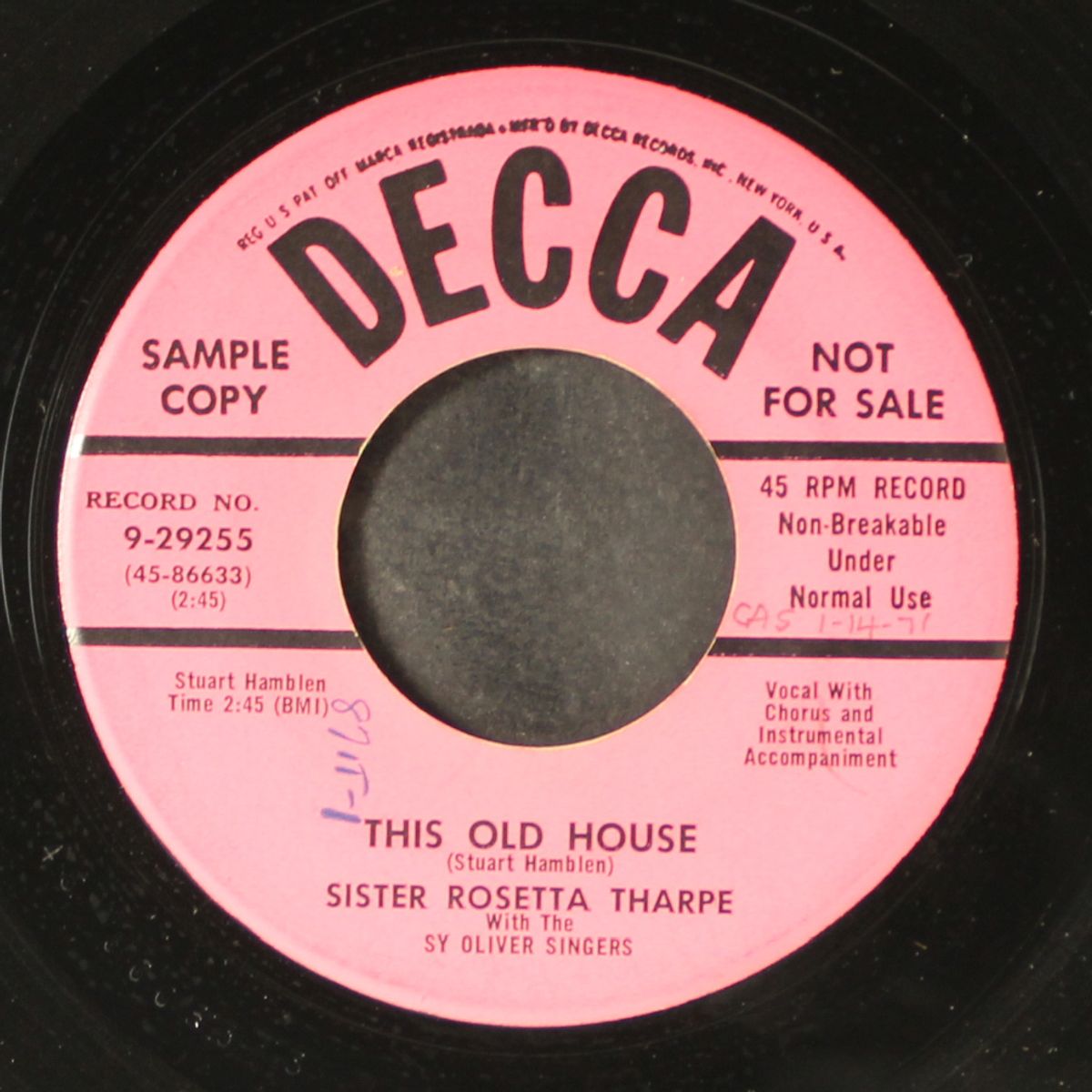 go ahead / this old house by SISTER ROSETTA THARPE