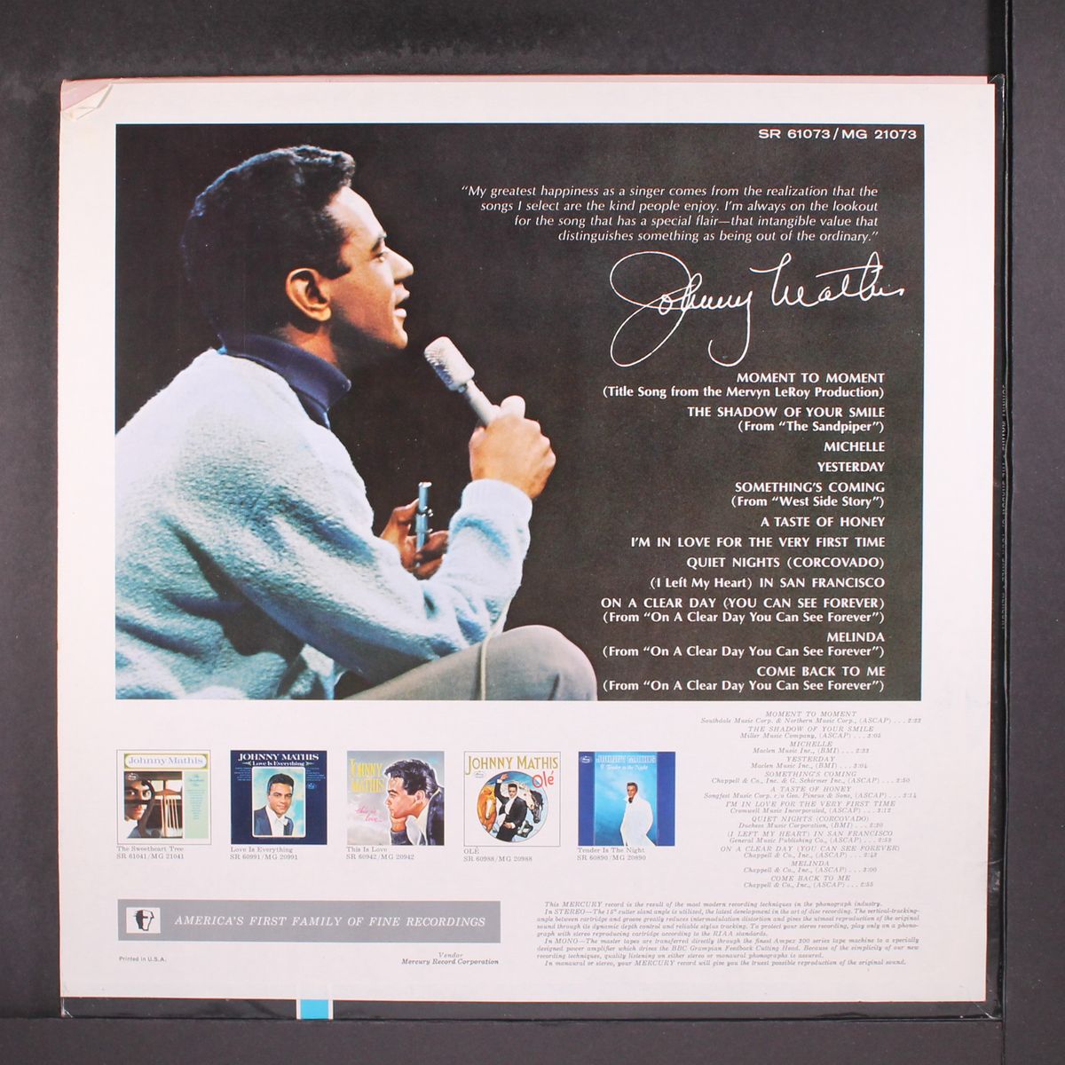 the shadow of your smile by JOHNNY MATHIS