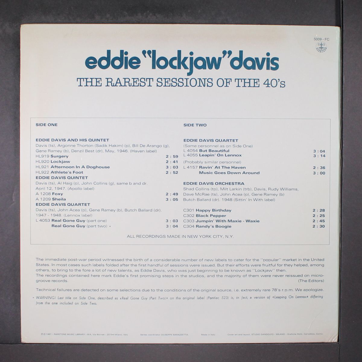 rarest sessions of the 40's by EDDIE LOCKJAW DAVIS