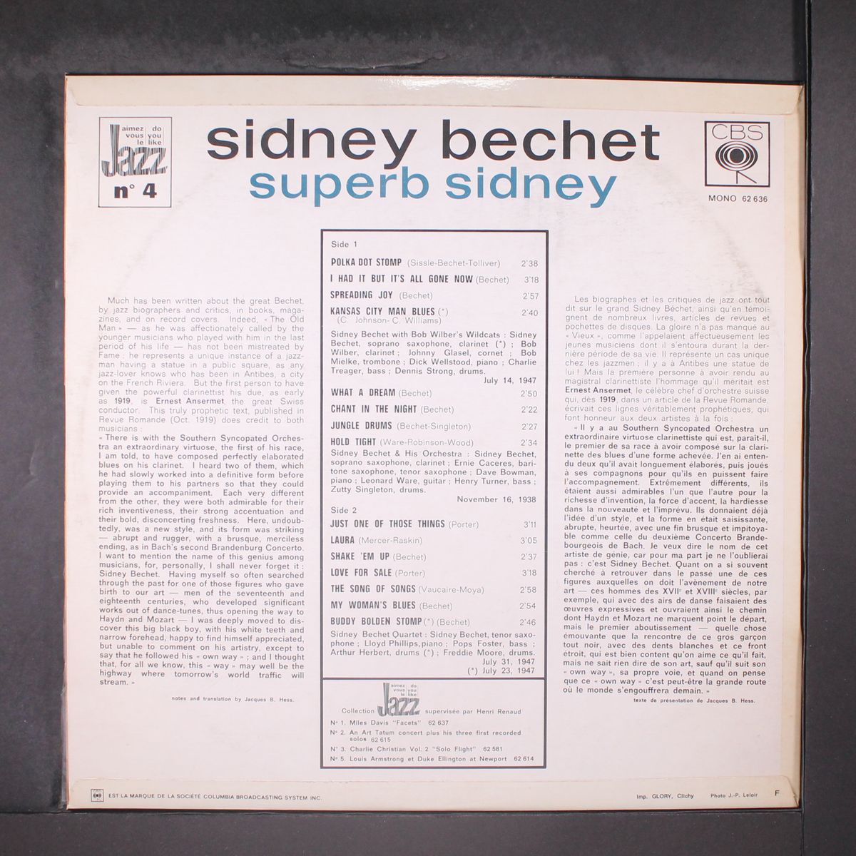 superb sidney by SIDNEY BECHET