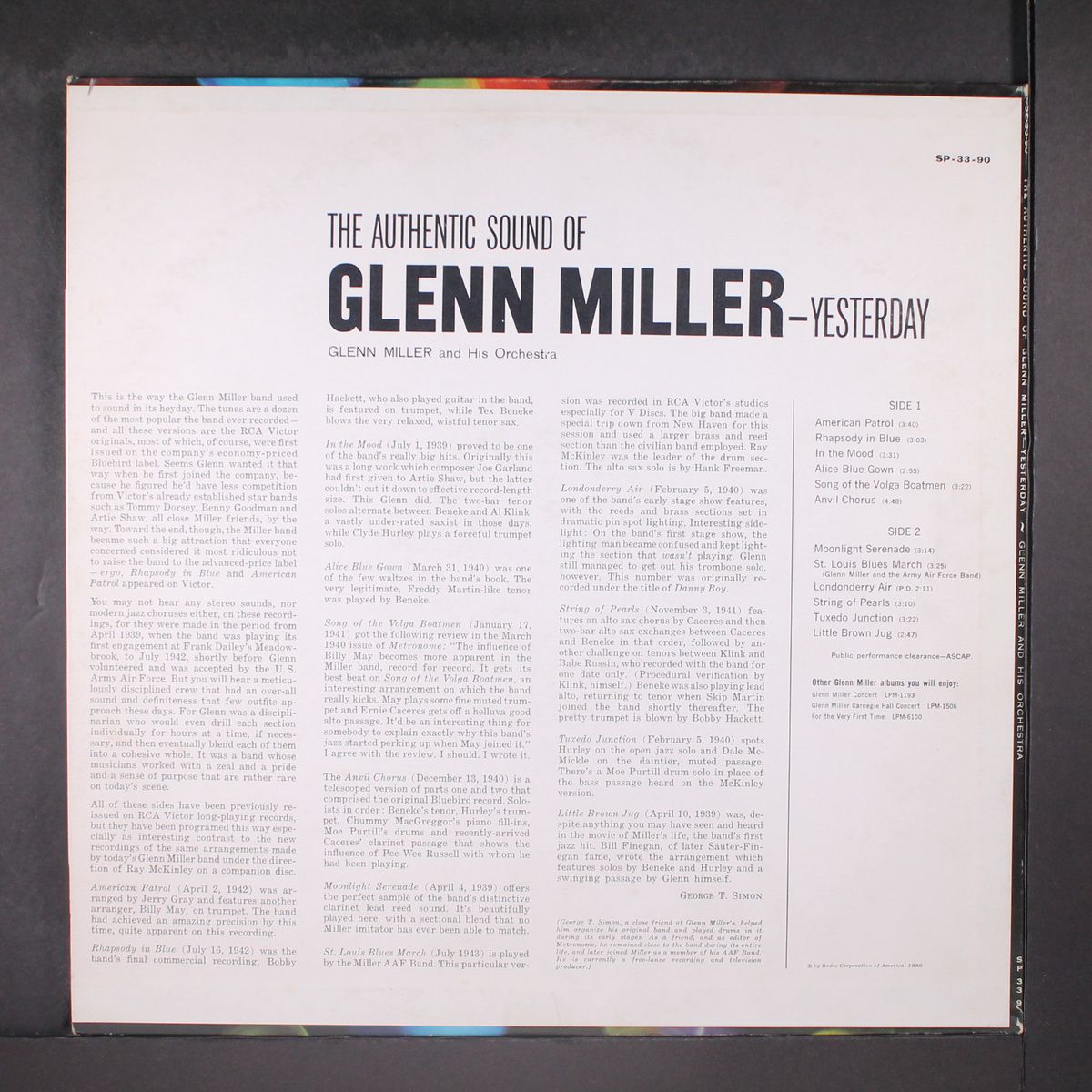 the authentic sound of, yesterday by GLENN MILLER