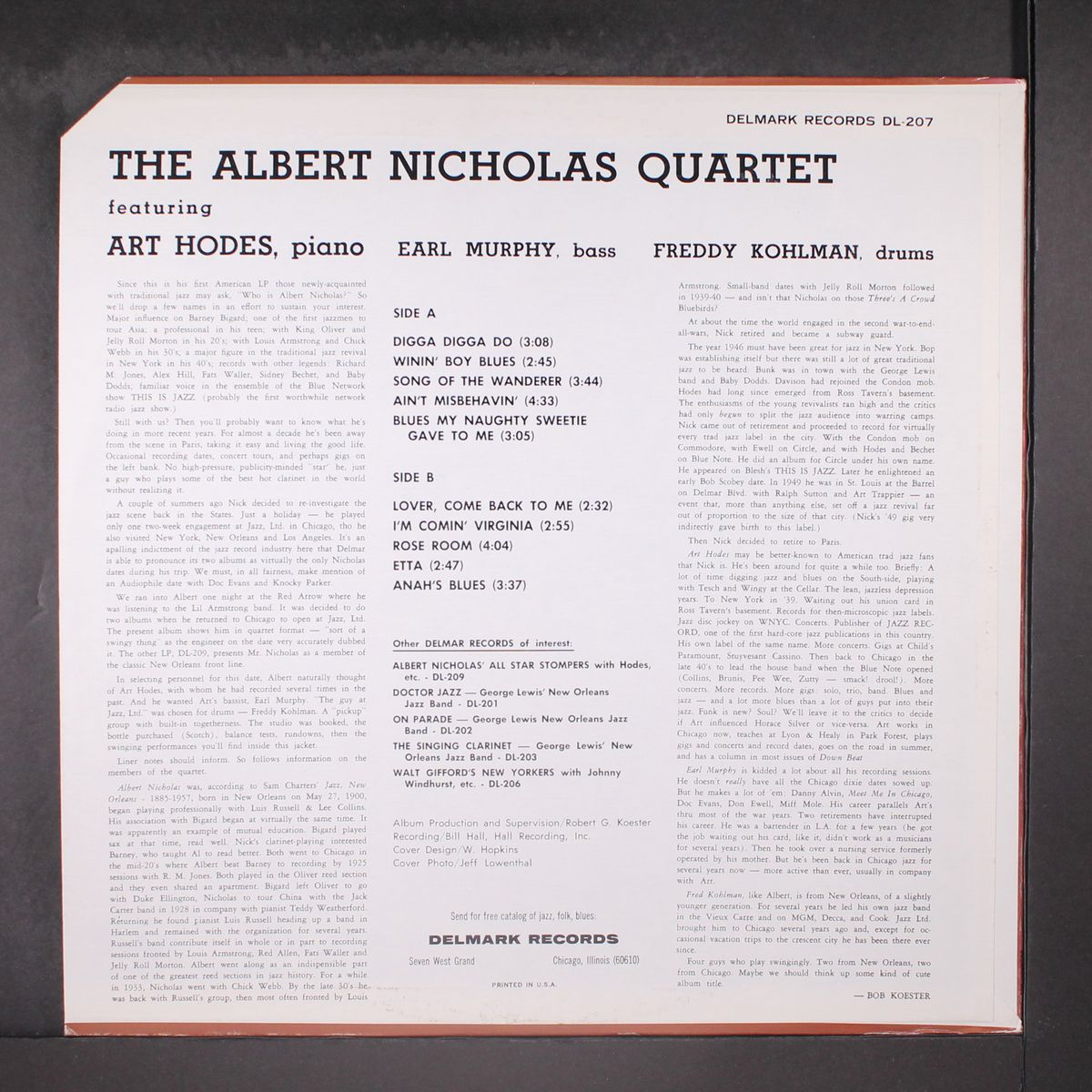 the albert nicholas quartet by ART HODES