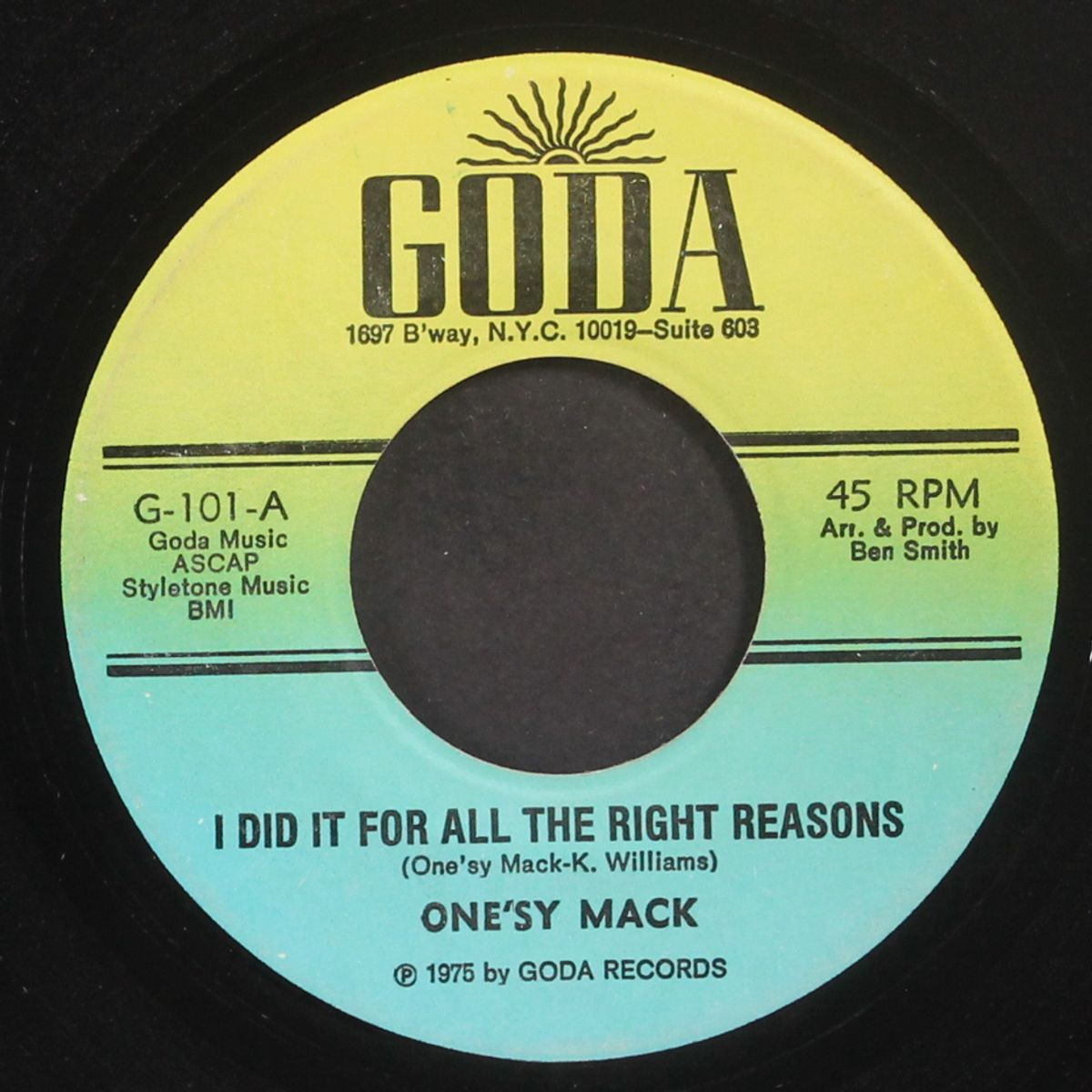 i'll never go away / i did it for all the right reasons by ONE'SY MACK