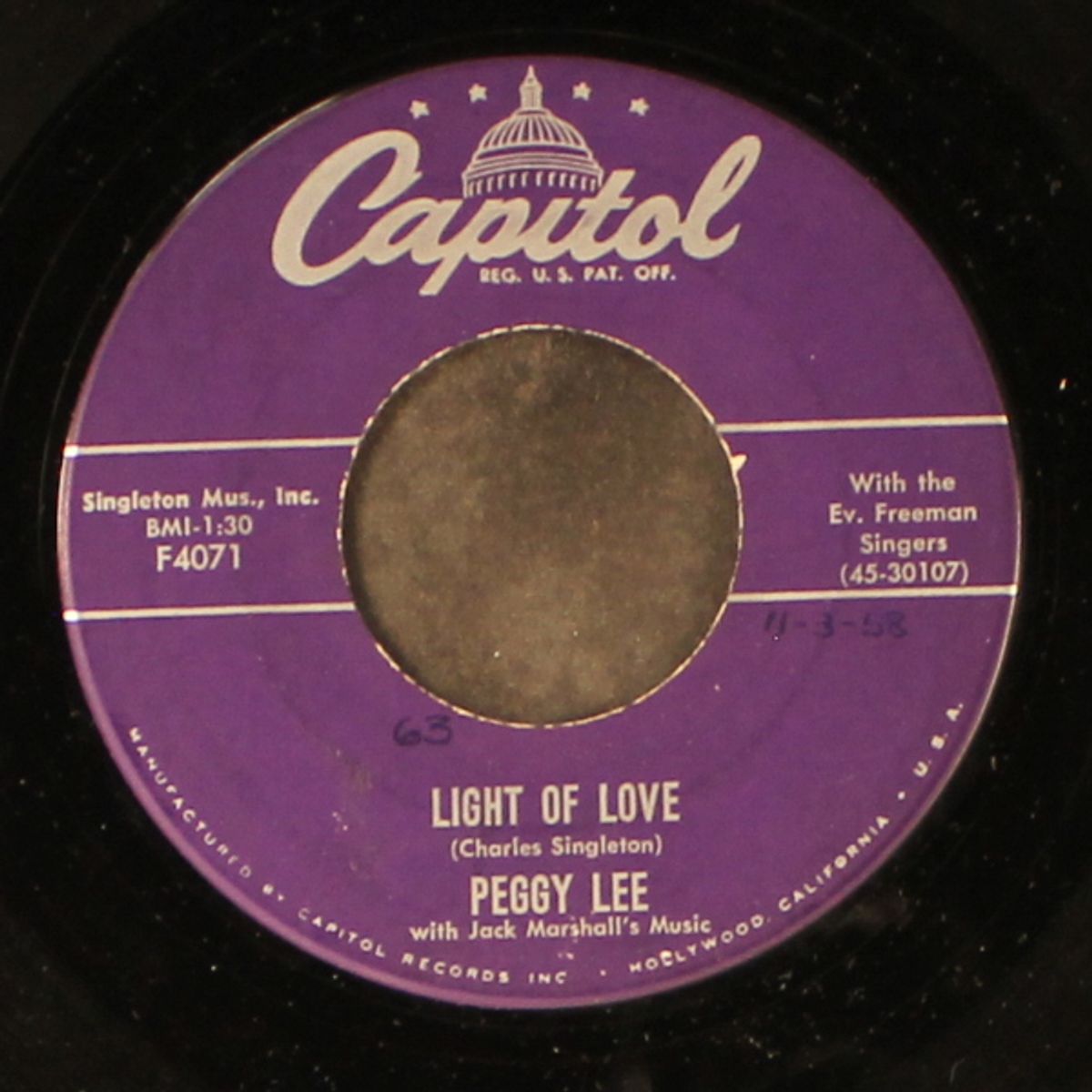 light of love / sweetheart by PEGGY LEE
