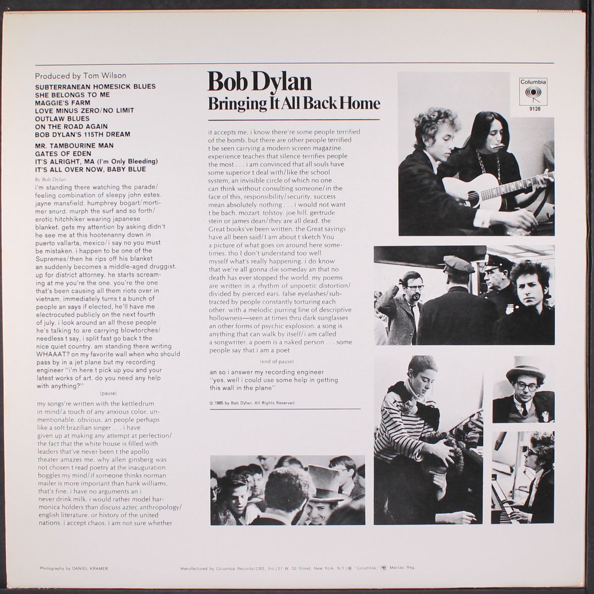 bringing it all back home by BOB DYLAN