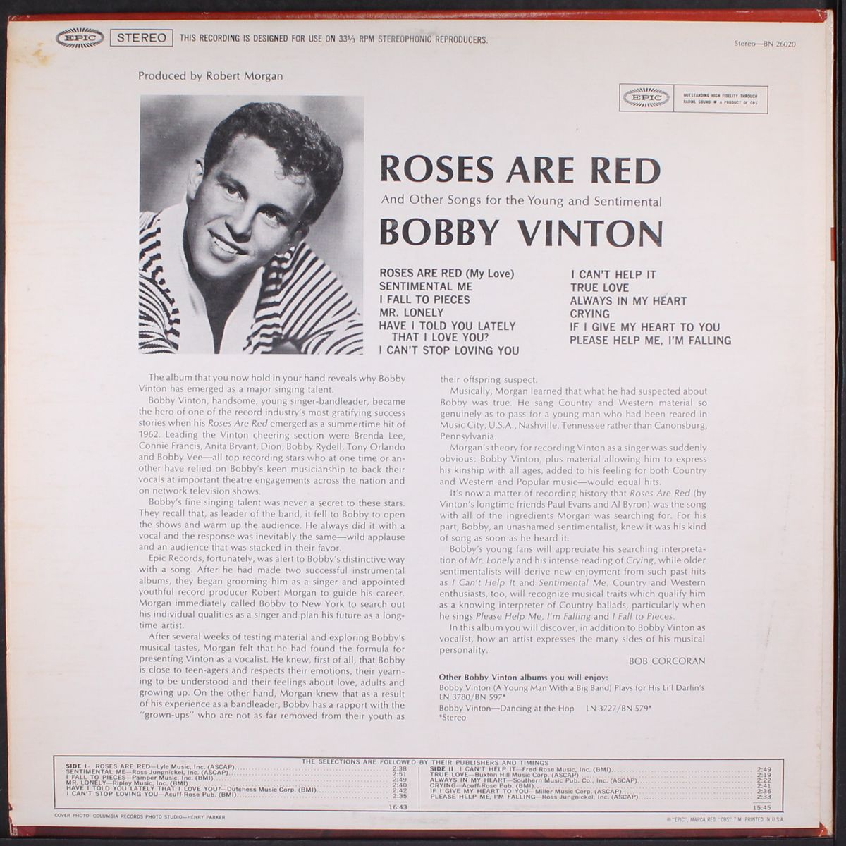 roses are red by BOBBY VINTON