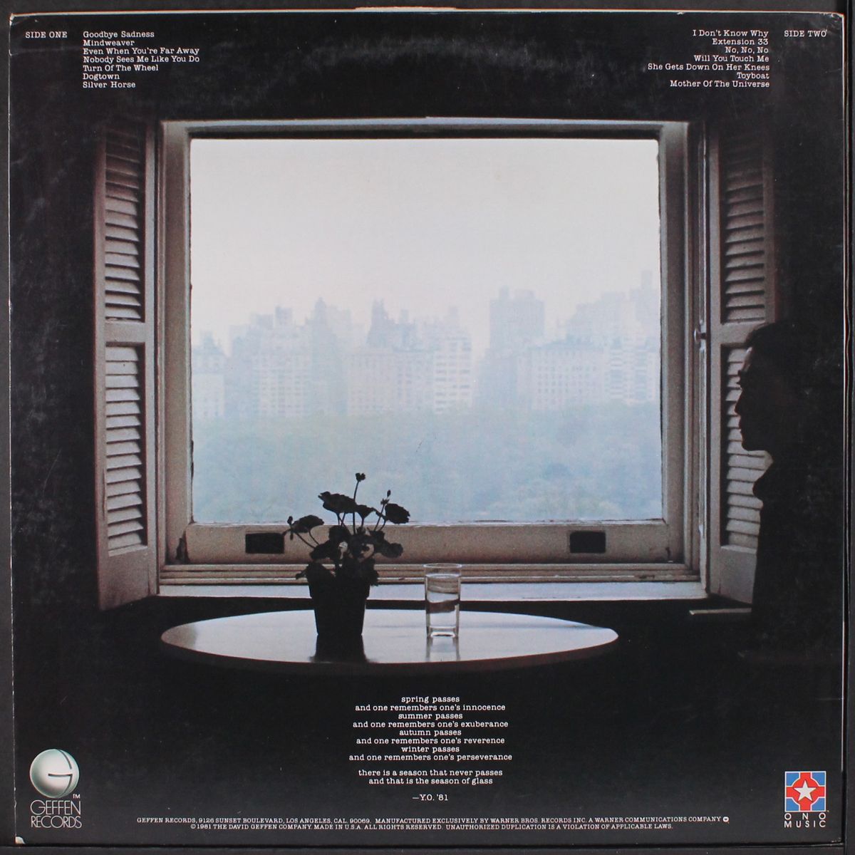 season of glass by YOKO ONO
