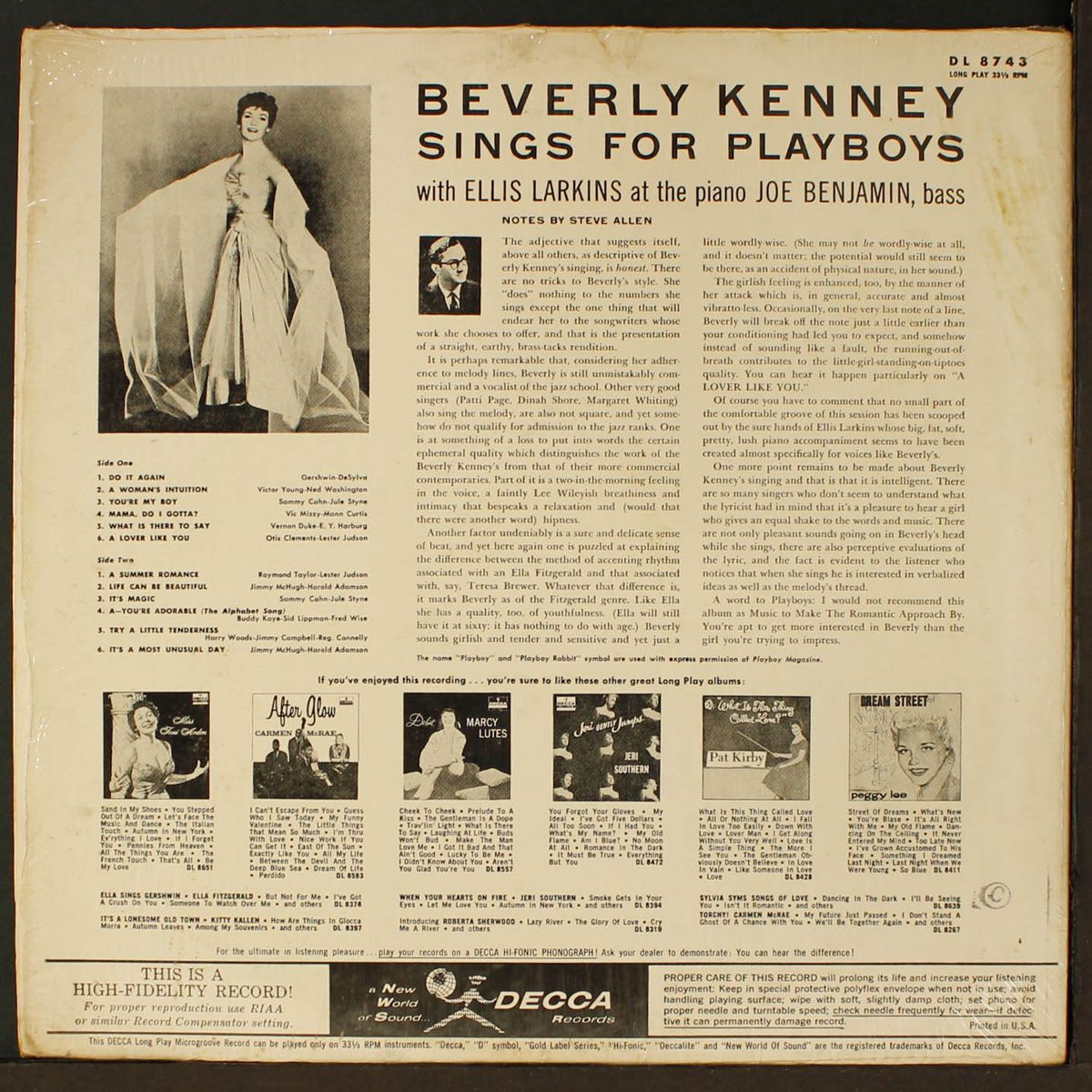 sings for playboys by BEVERLY KENNEY