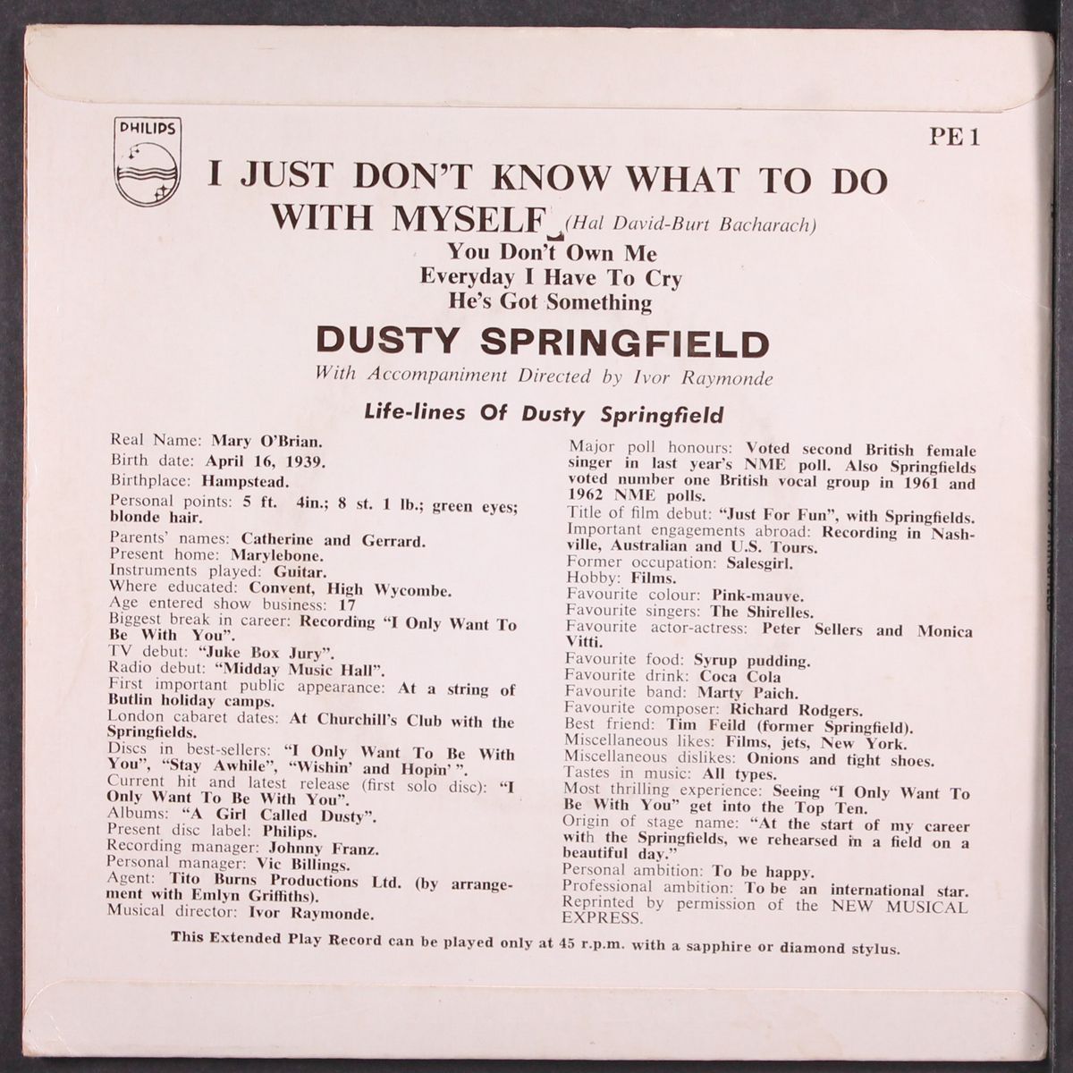 i just don't know what to do with myself by DUSTY SPRINGFIELD