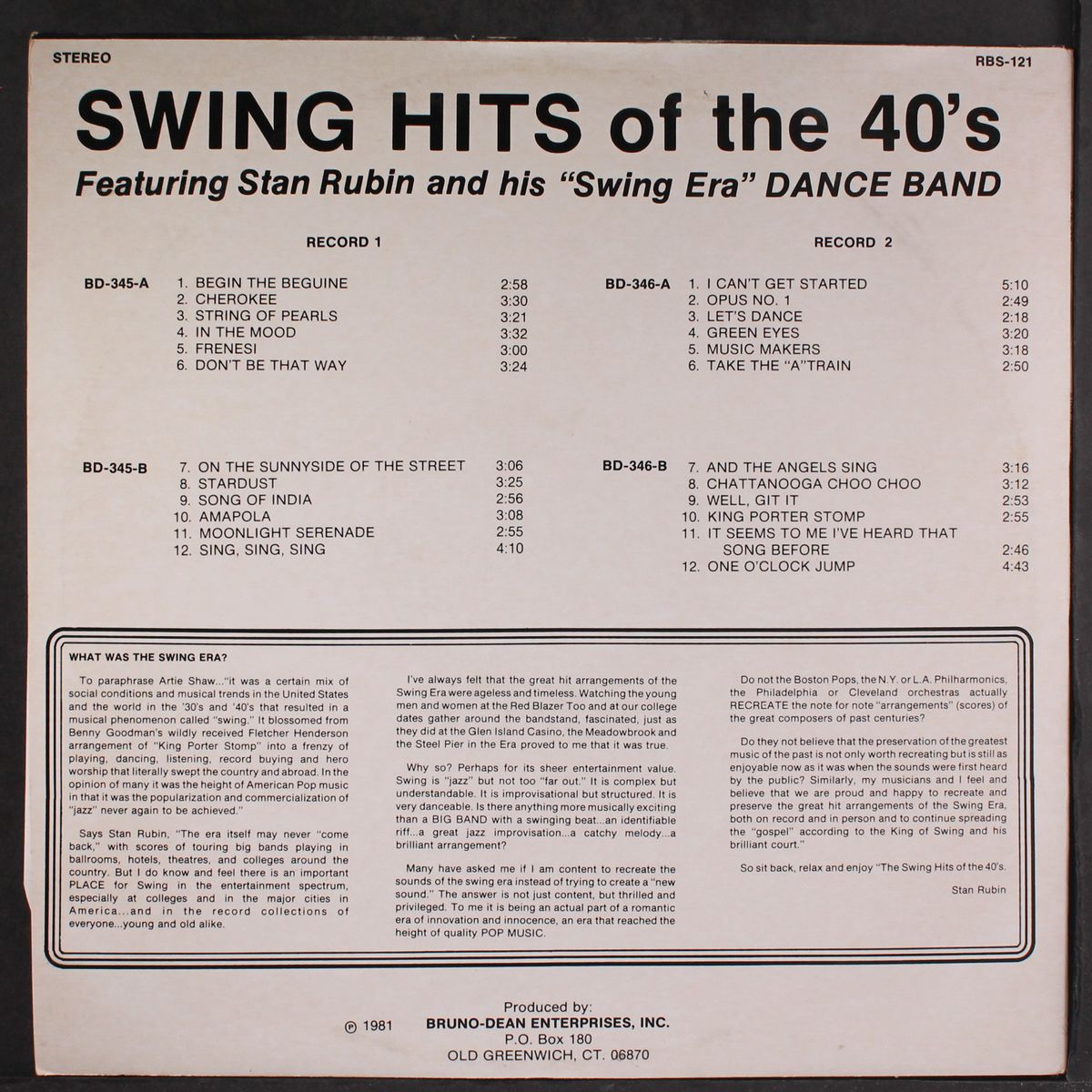 swing hits of the 40's by STAN RUBIN