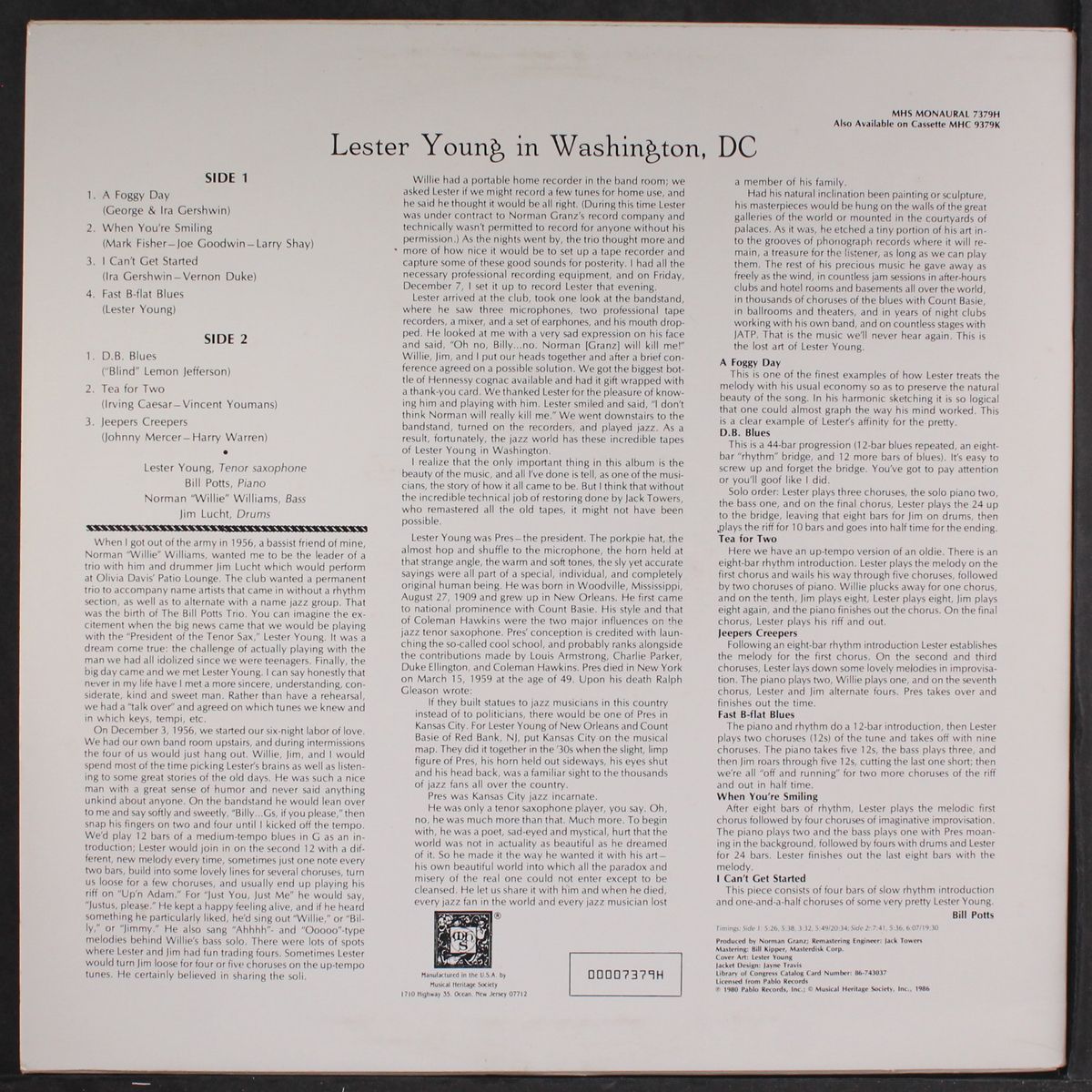 in washington, dc by LESTER YOUNG