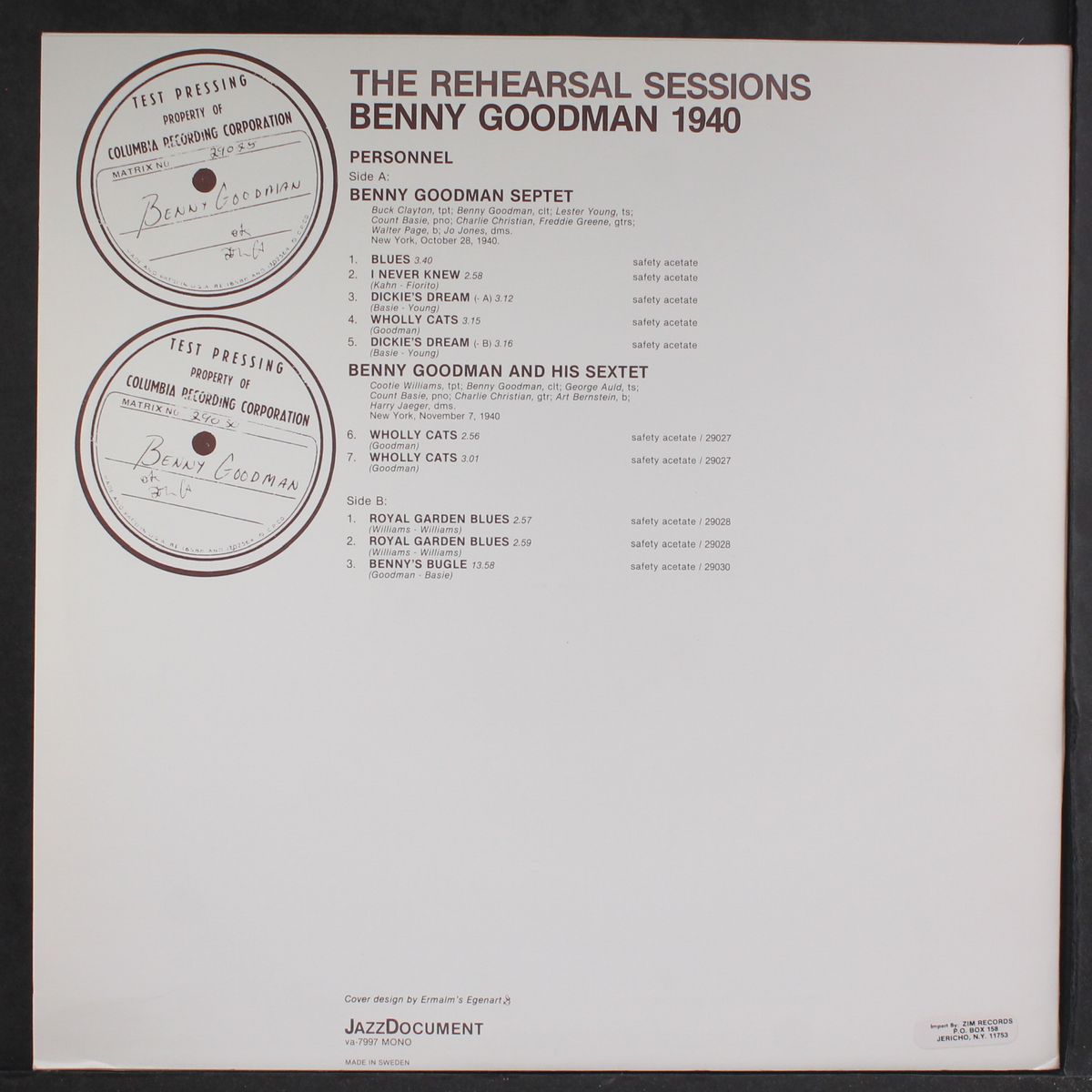 the rehearsal sessions 1940 by BENNY GOODMAN