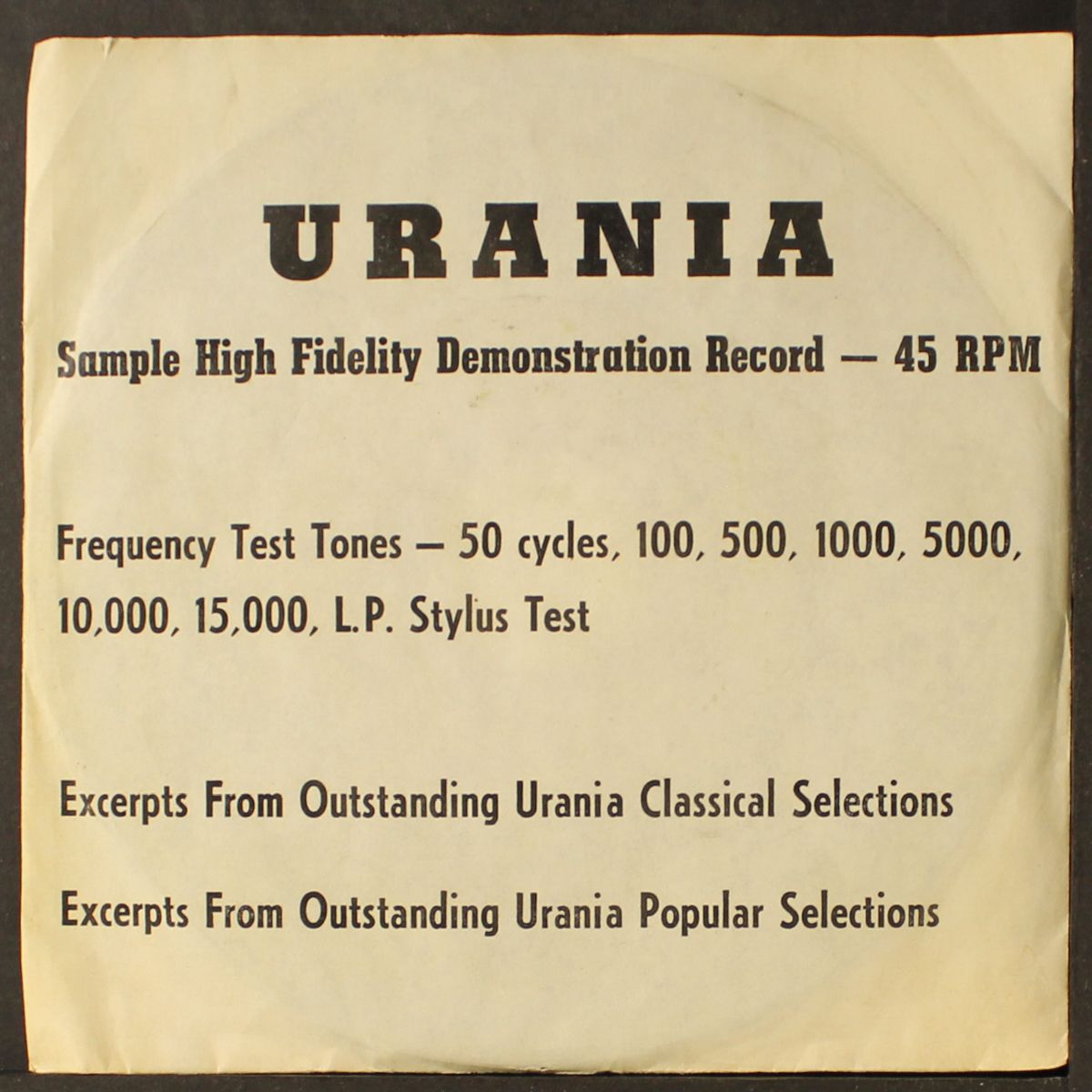urania high fidelity demonstration by VARIOUS