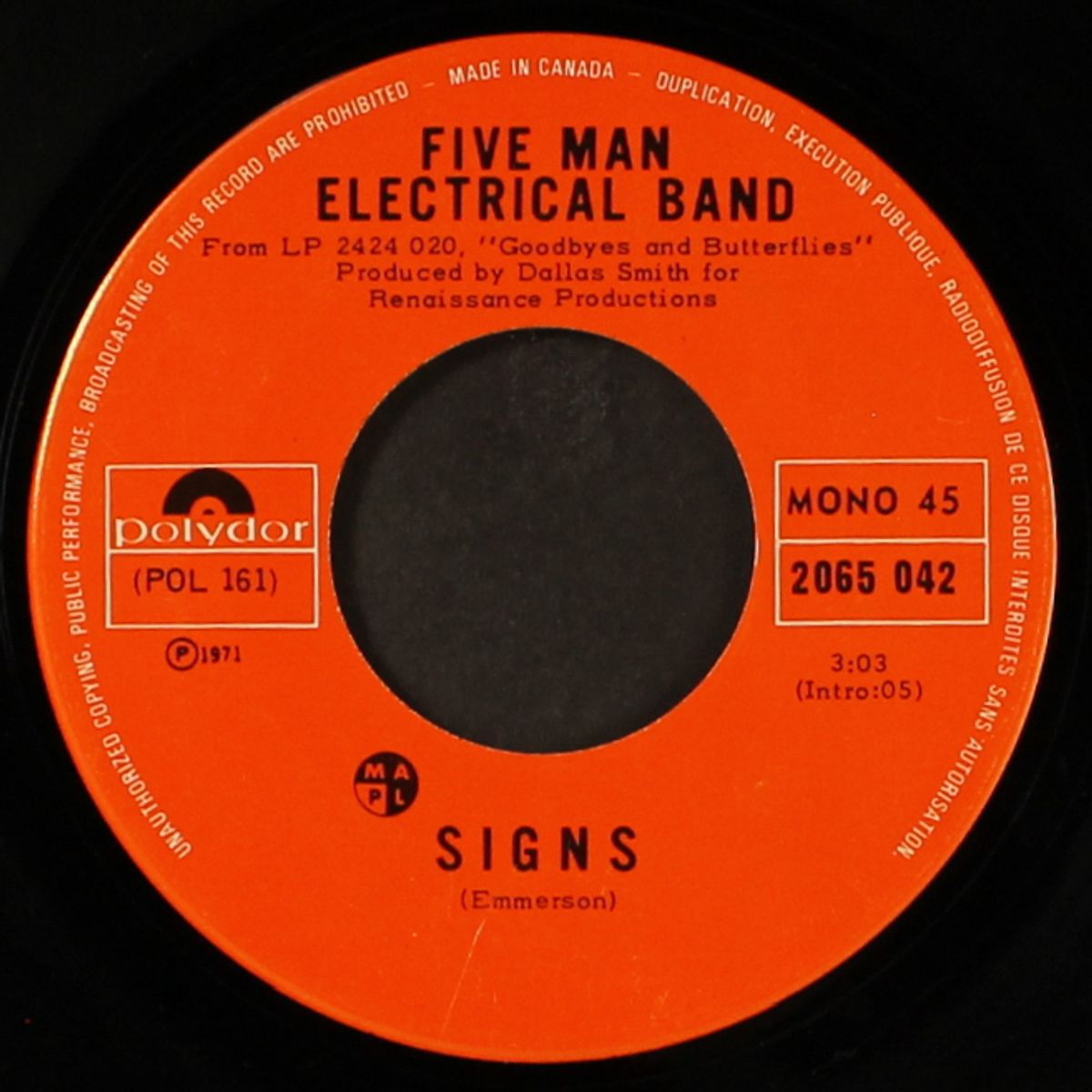 signs / hello melinda goodbye by FIVE MAN ELECTRICAL BAND