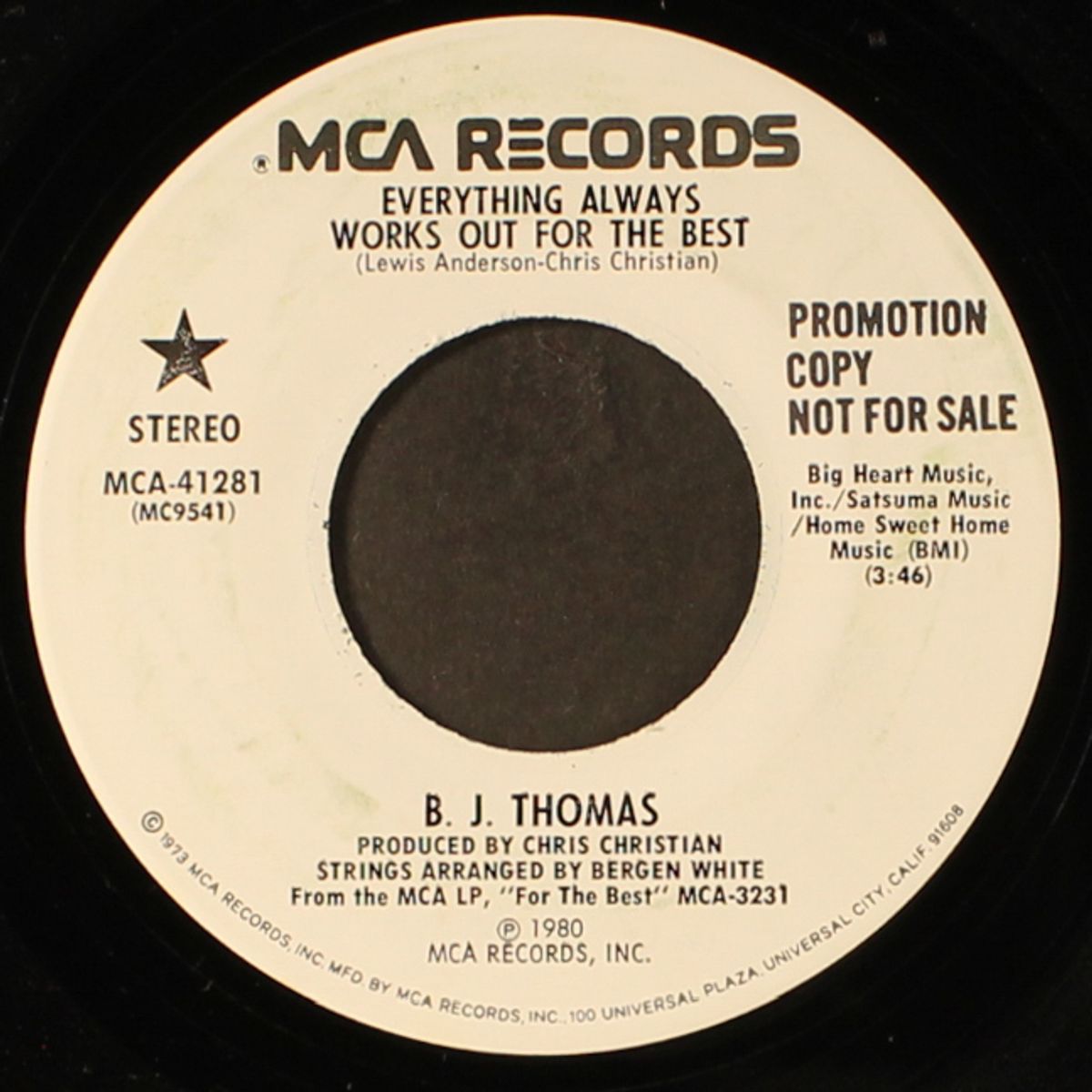 everything always works out for the best by B.J. THOMAS