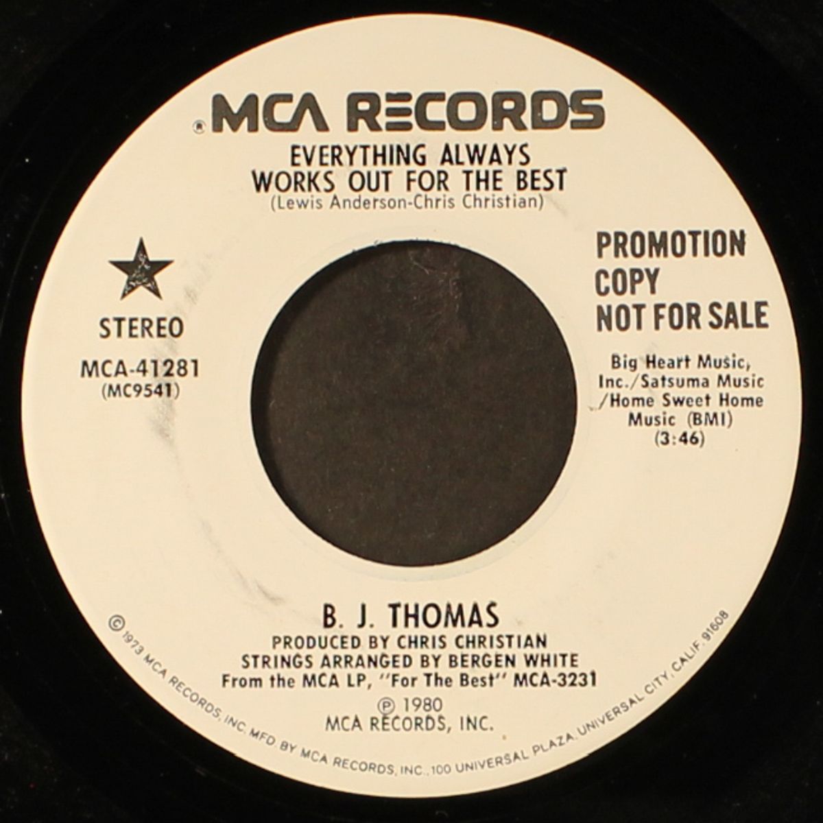 everything always works out for the best by B.J. THOMAS