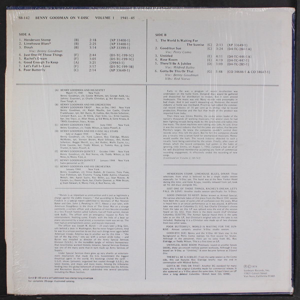on v disc, vol 1 by BENNY GOODMAN