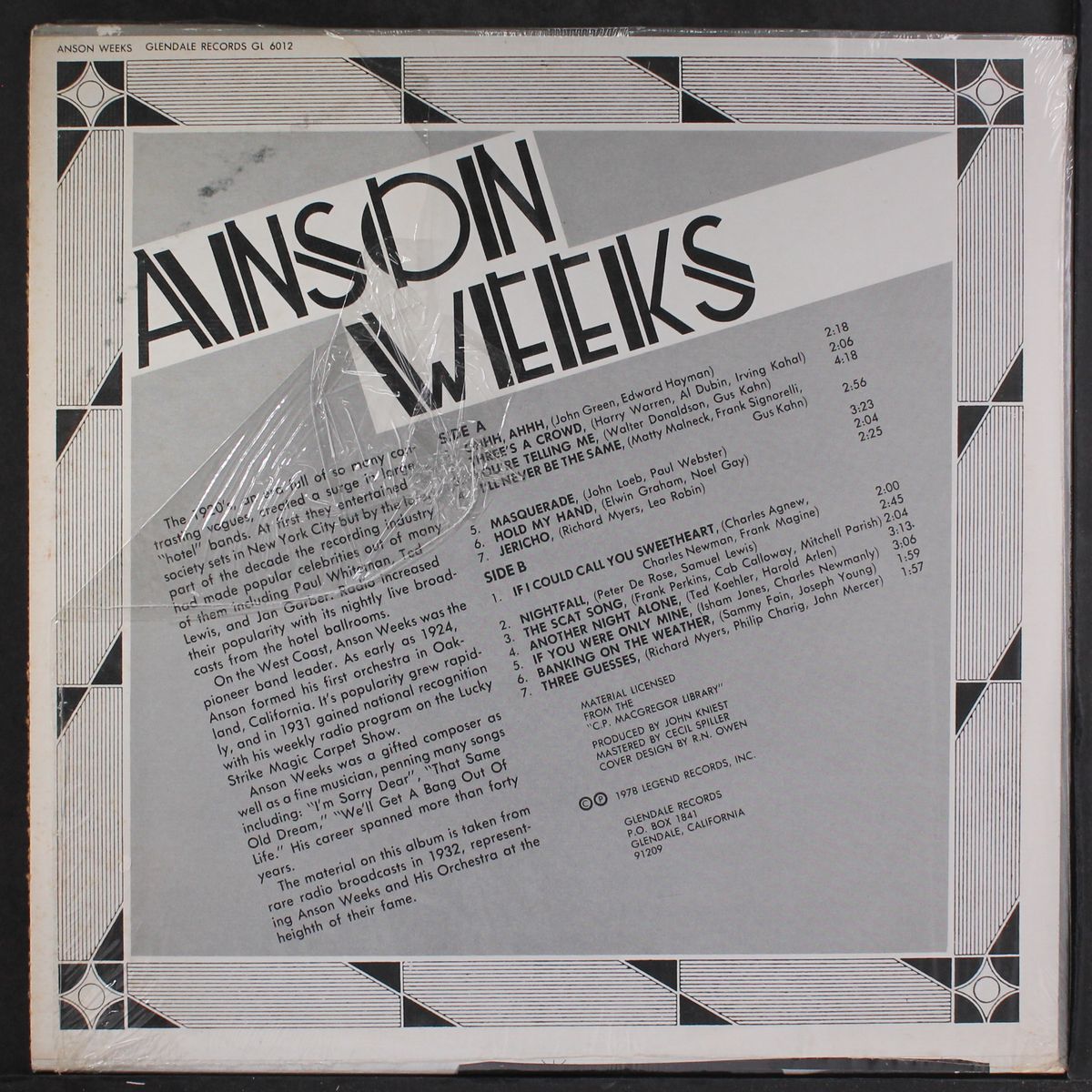 14 selections broadcast in '32 by ANSON WEEKS