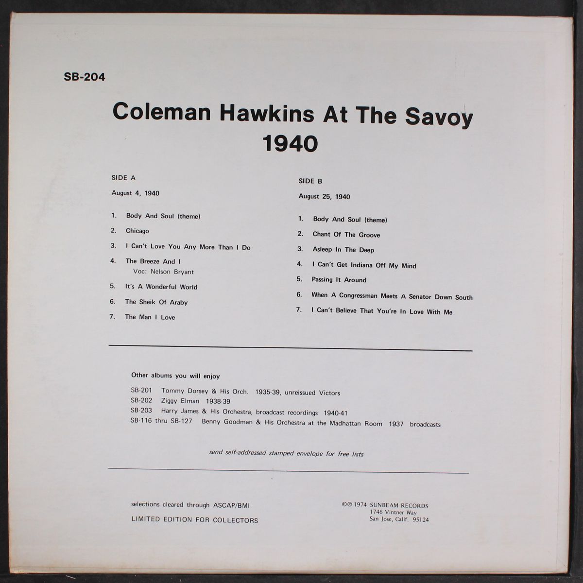 at the savoy by COLEMAN HAWKINS