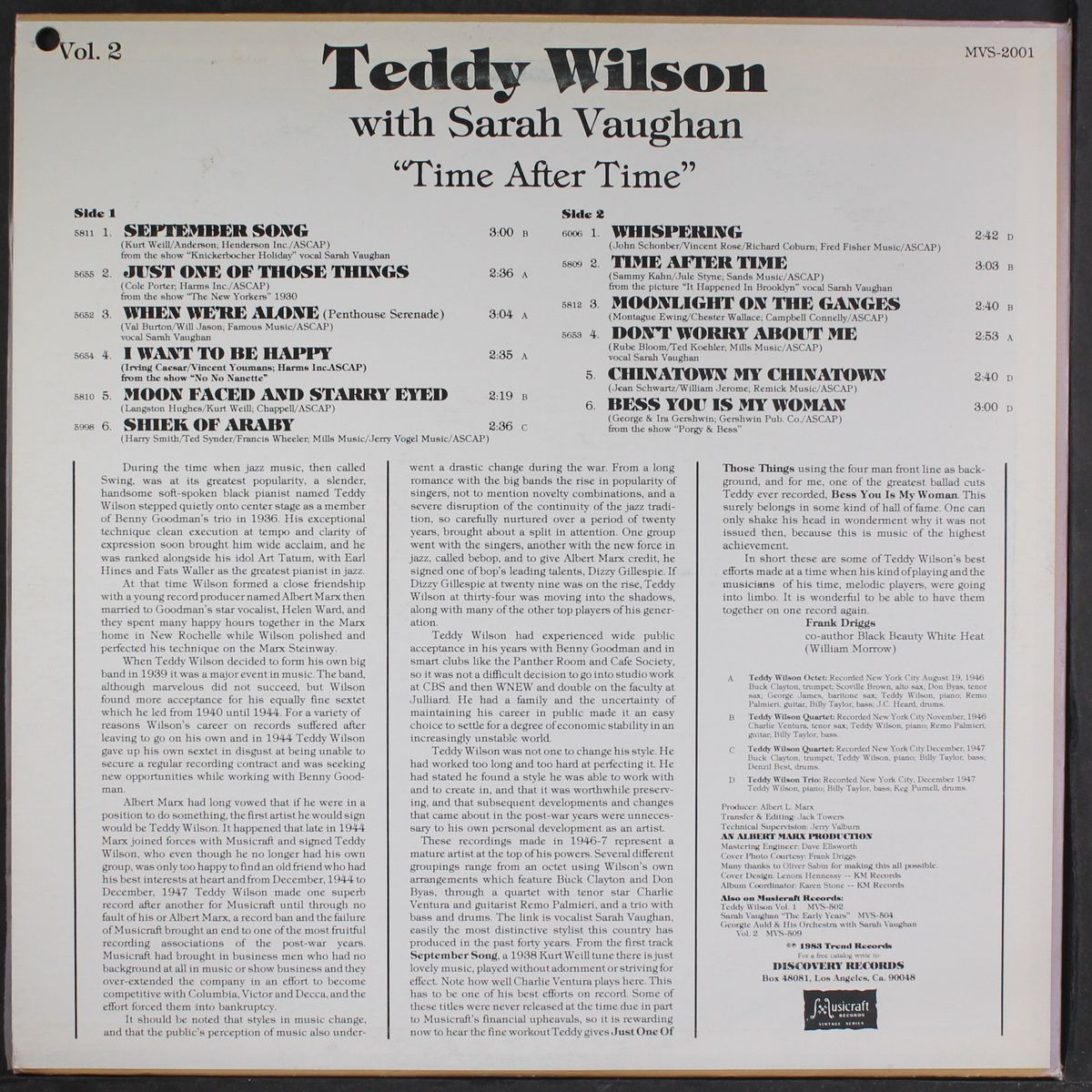 time after time vol. 2 by TEDDY WILSON W/ SARA VAUGHAN