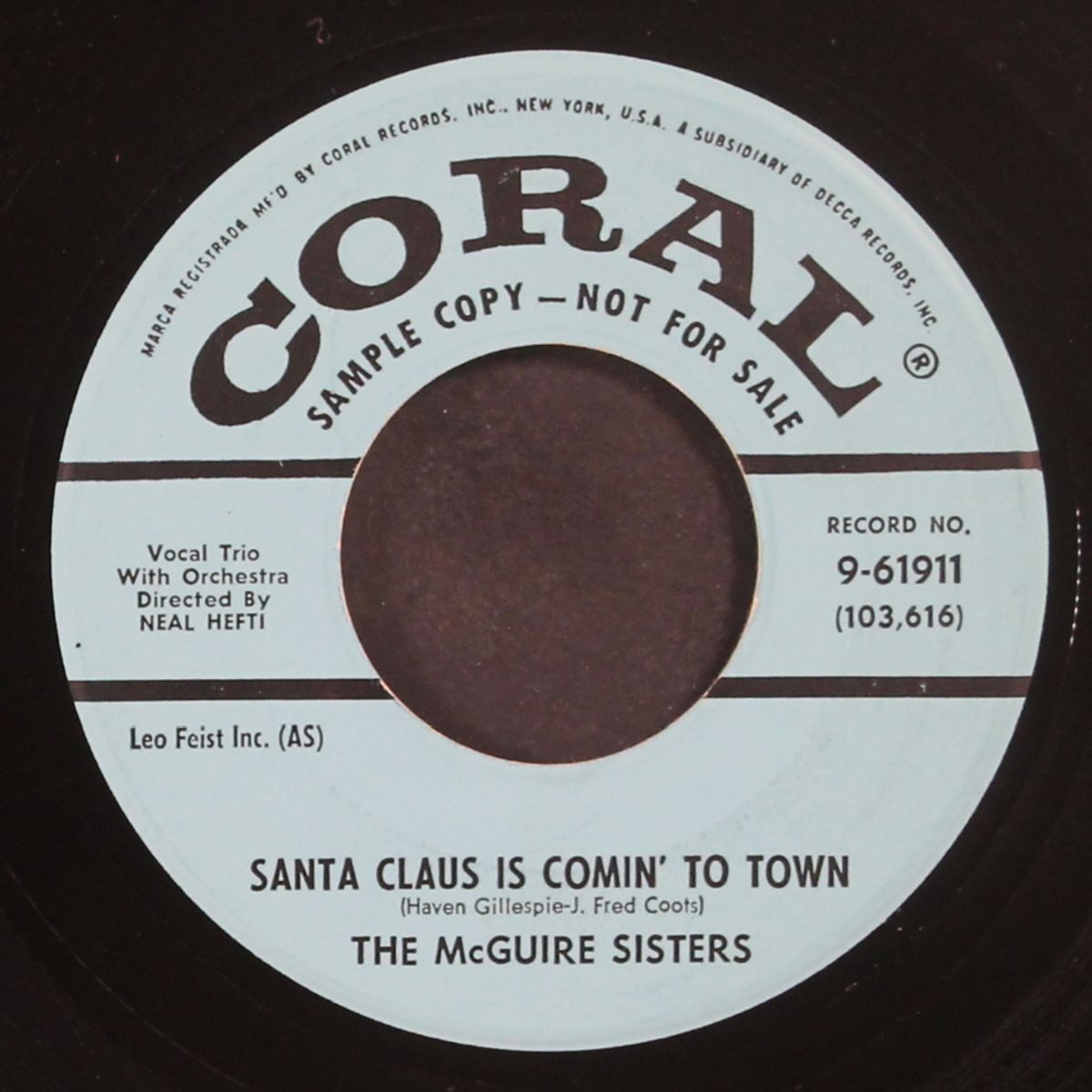 sanata claus is comin' to town / honorable congratulations by MCGUIRE SISTERS