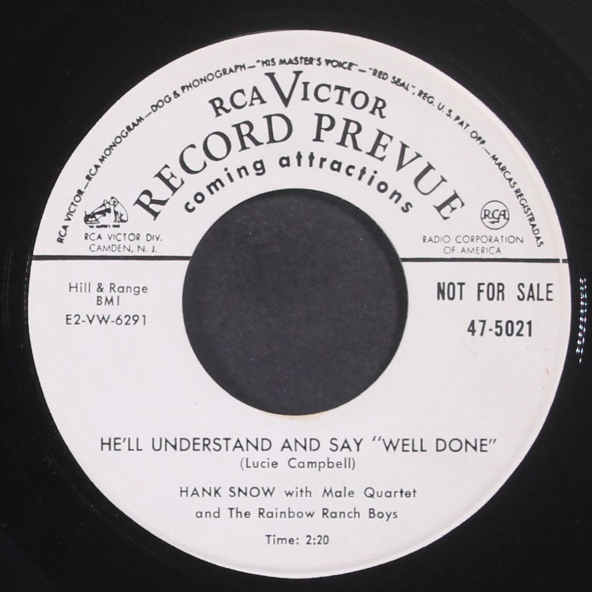 he'll understand and say 'well done' by HANK SNOW