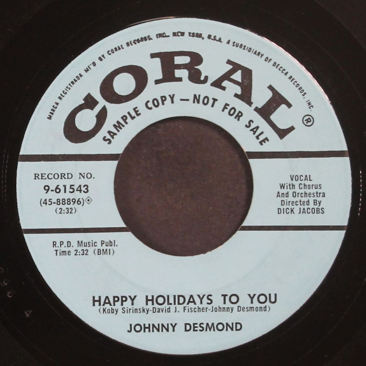 happy holidays to you / santo natale by JOHNNY DESMOND