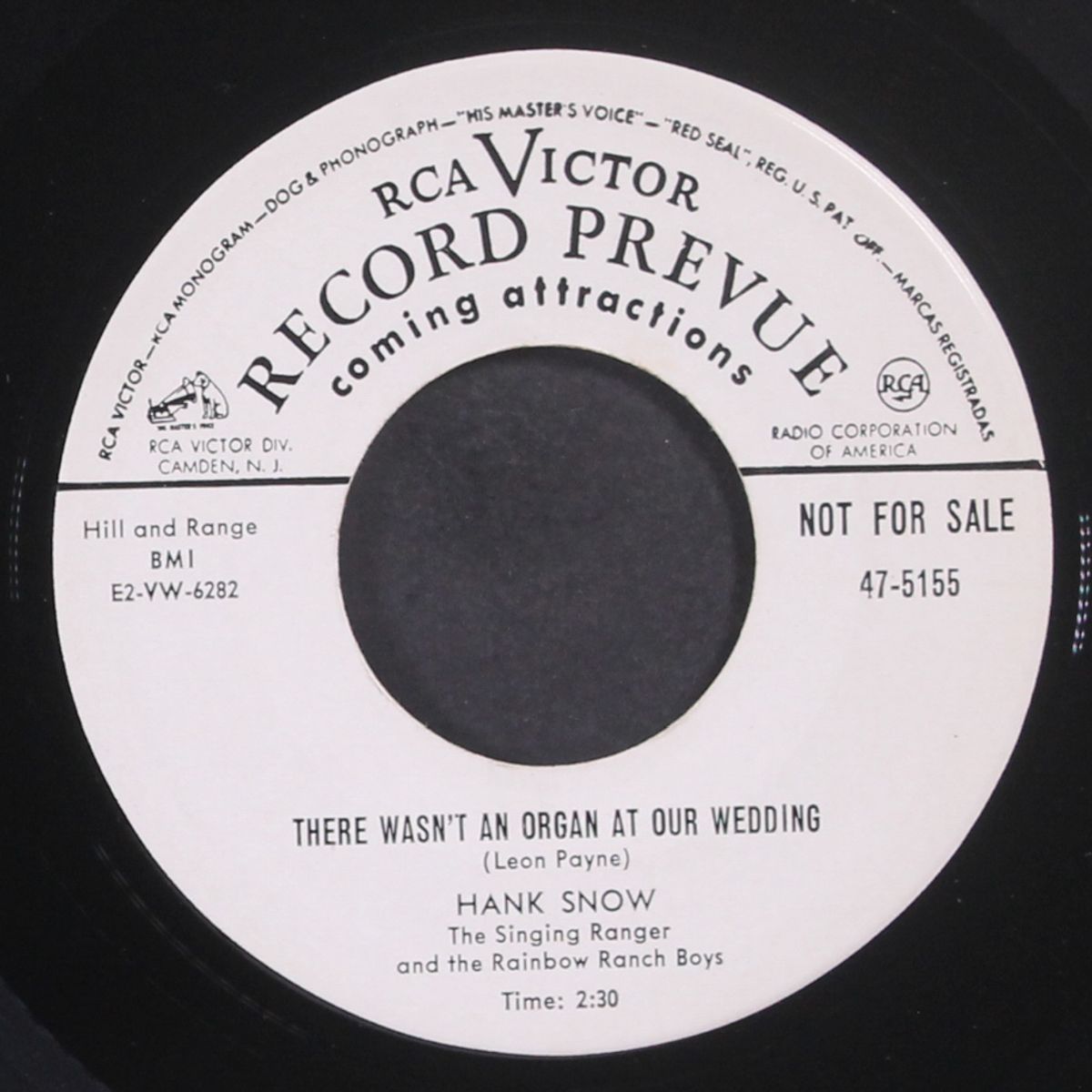 there wasn't an organ at our wedding by HANK SNOW