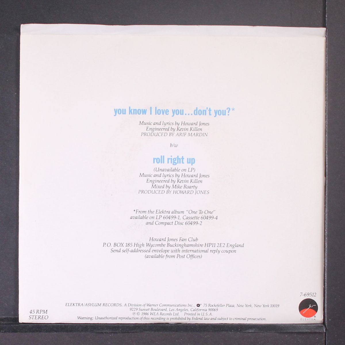 you know i love you ... don't you by HOWARD JONES