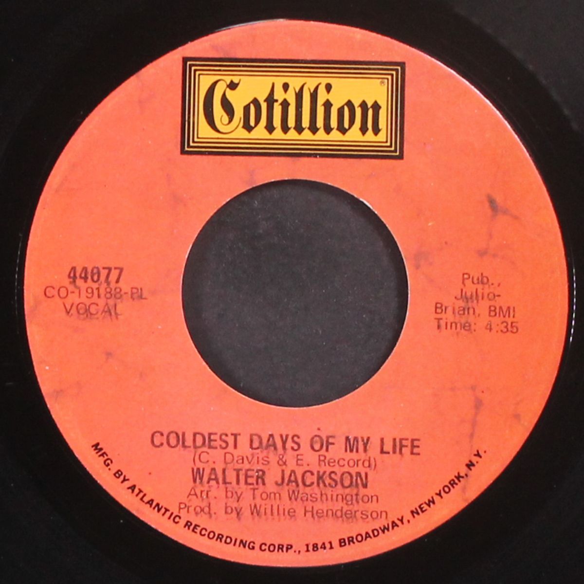 coldest days of my life / bless you by WALTER JACKSON