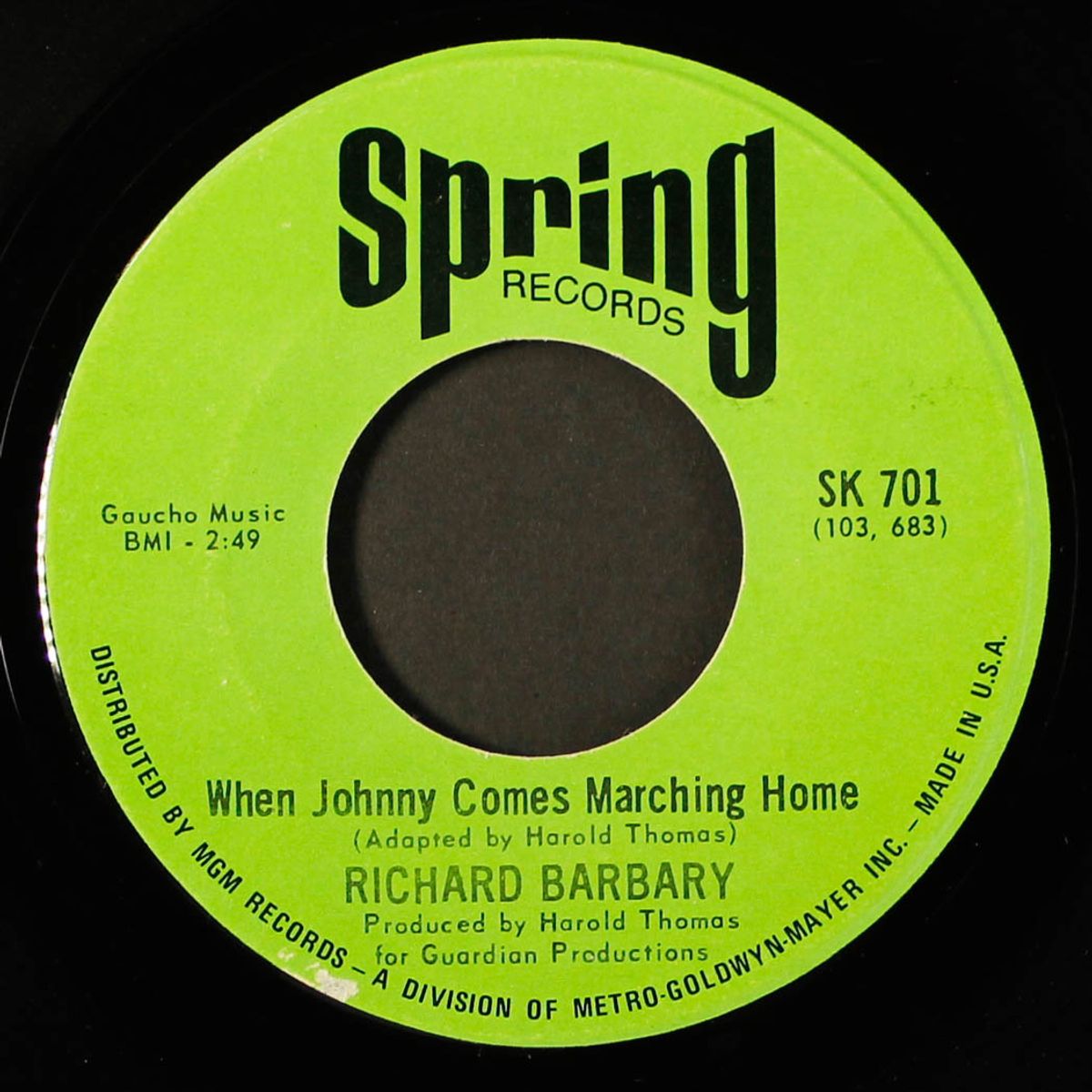 when johnny comes marching home / get right by RICHARD BARBARY