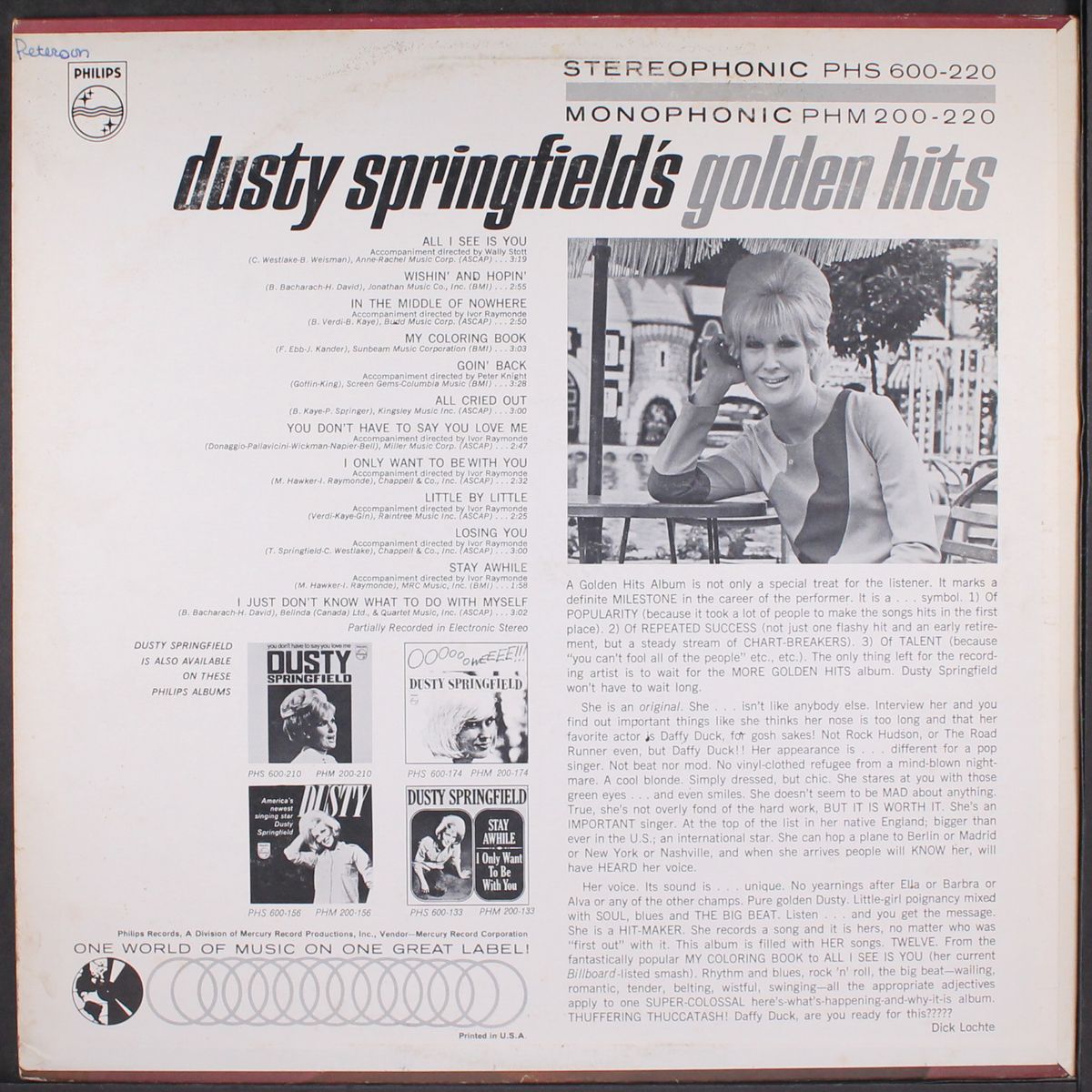 golden hits by DUSTY SPRINGFIELD