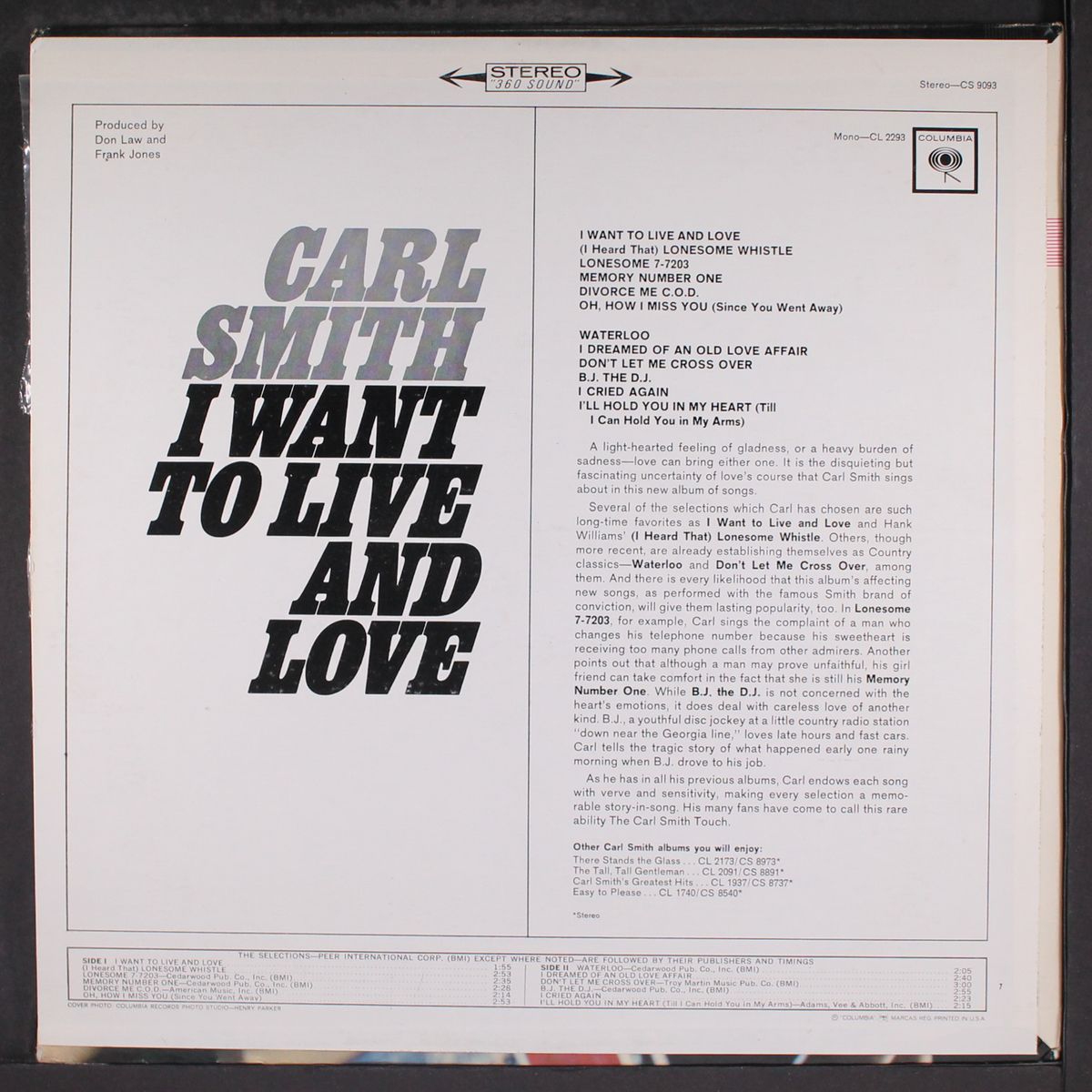 i want to live and love by CARL SMITH