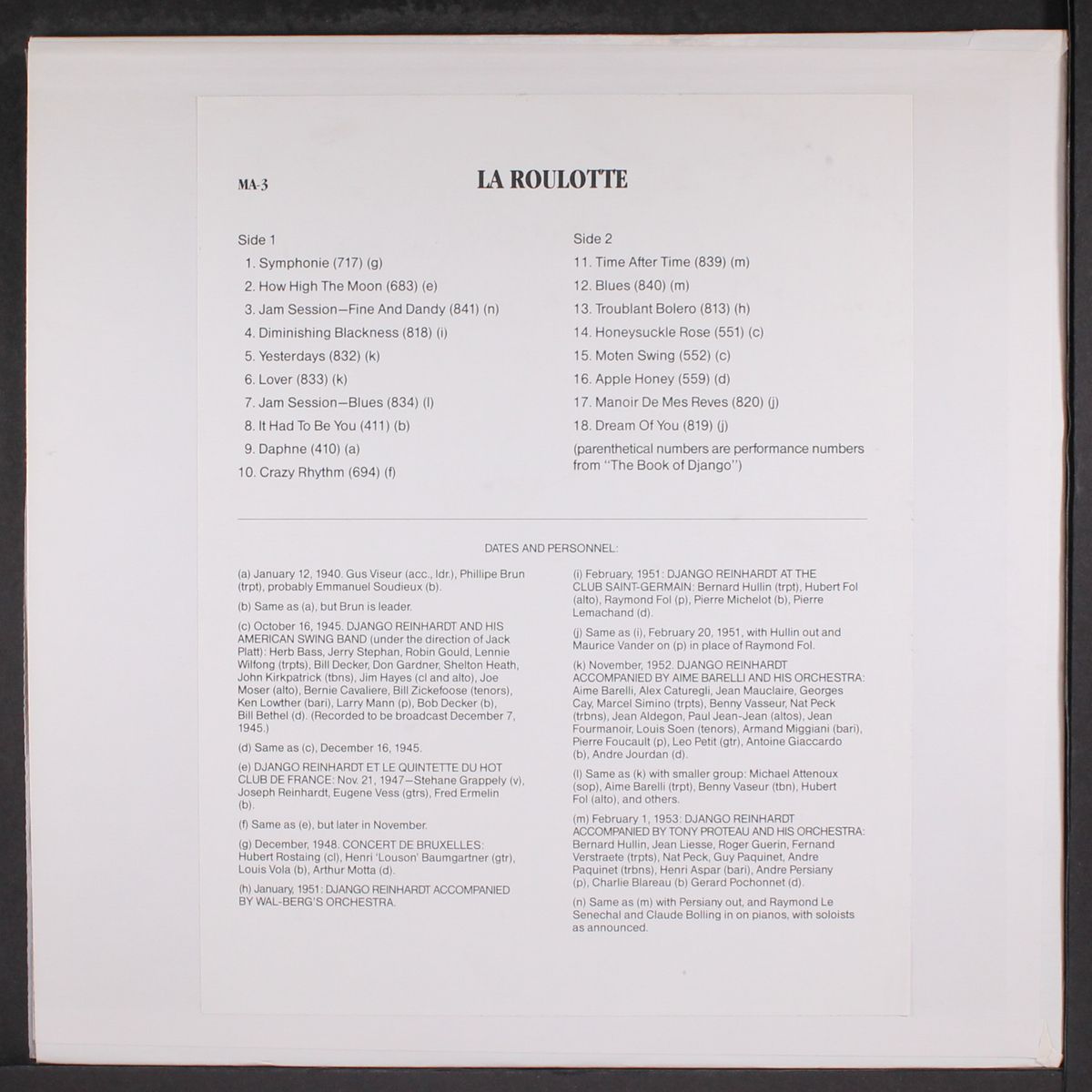 the later years by DJANGO REINHARDT