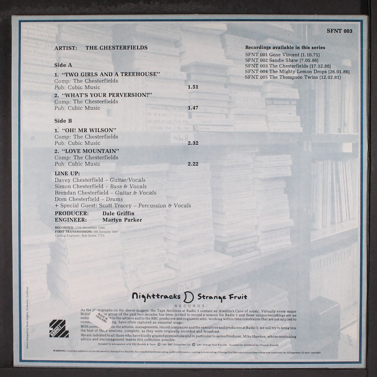 the janice long session by CHESTERFIELDS