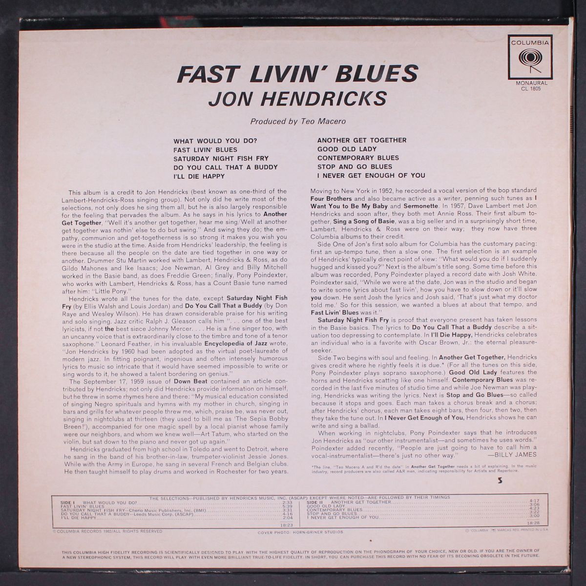 fast livin' blues by JON HENDRICKS