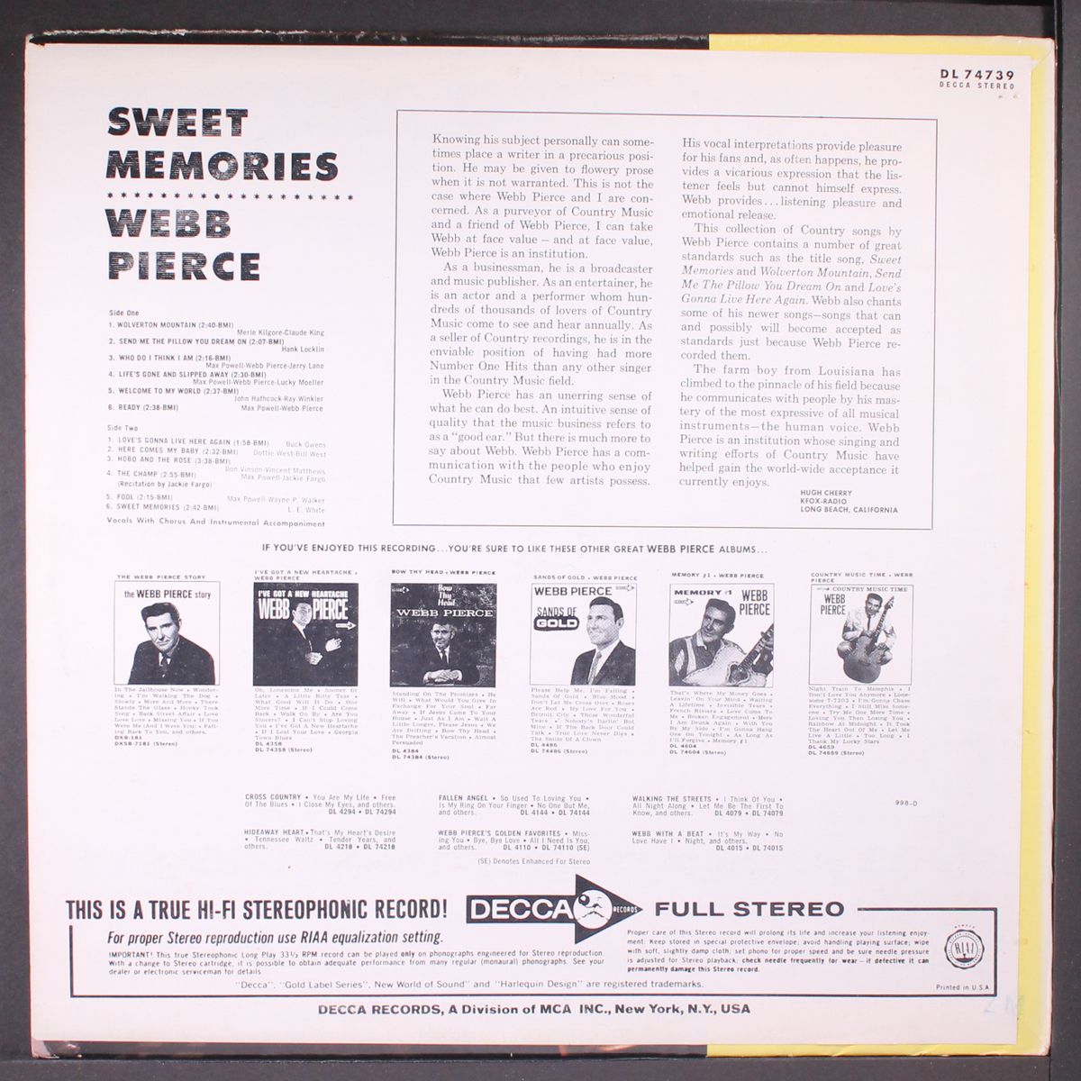 sweet memories by WEBB PIERCE